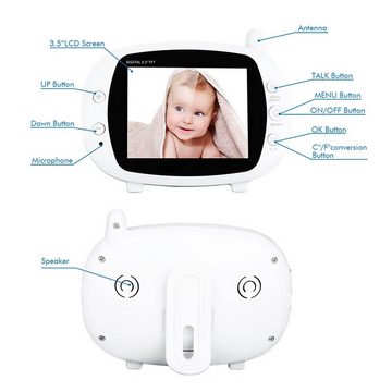 GOOLOO Babyphone Babyphone Babymonitor 30W High-Definition Pixel 2.4G, Bidirektionale Gegensprechanlage und Nachtsichtfunktion, 1-tlg., 1-ST, 2,4-GHz-Wireless-Technologie