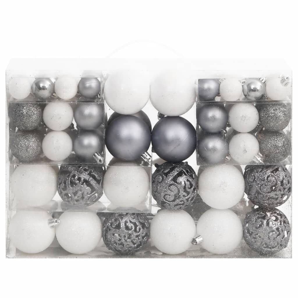 Weihnachtskugel-Set Weiß 111-tlg. vidaXL und Christbaumschmuck Polystyrol (111-tlg) Grau