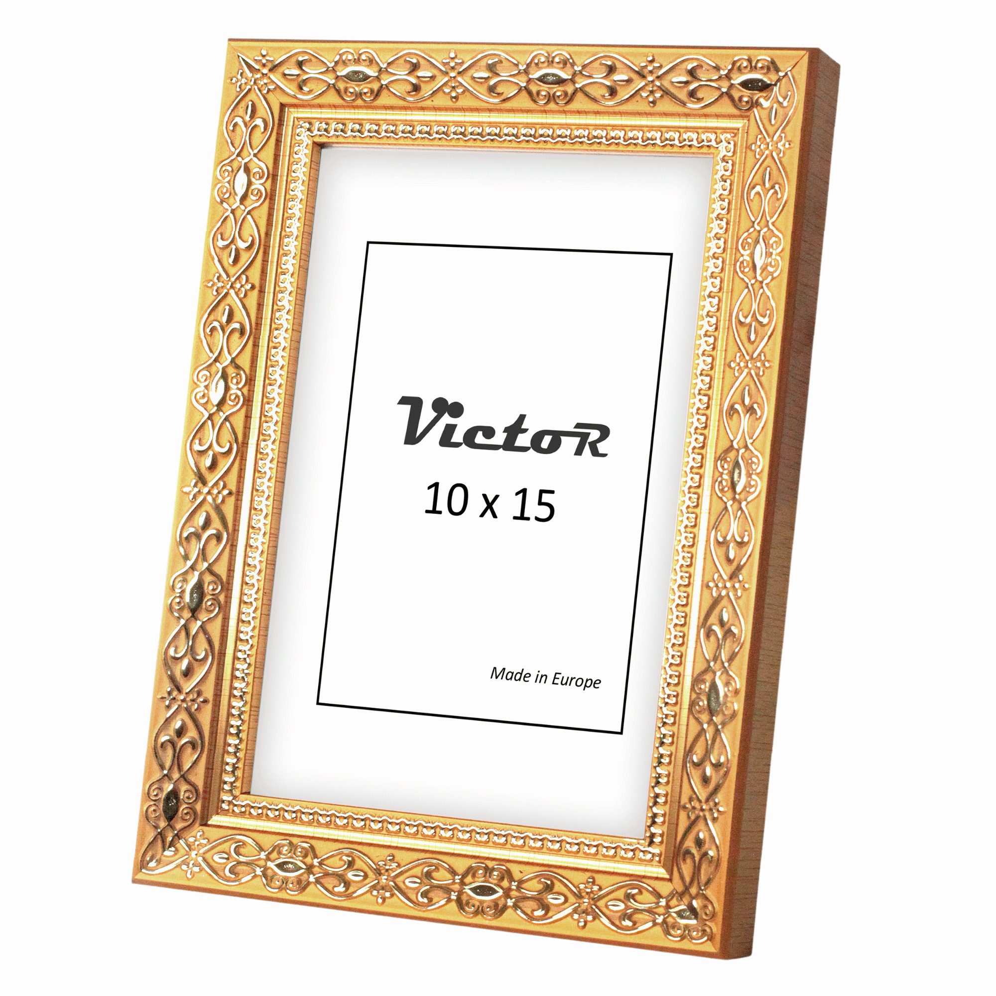Victor (Zenith) Bilderrahmen Vermeer, Bilderrahmen Gold 10x15 cm, Bilderrahmen A6 Barock, Antik