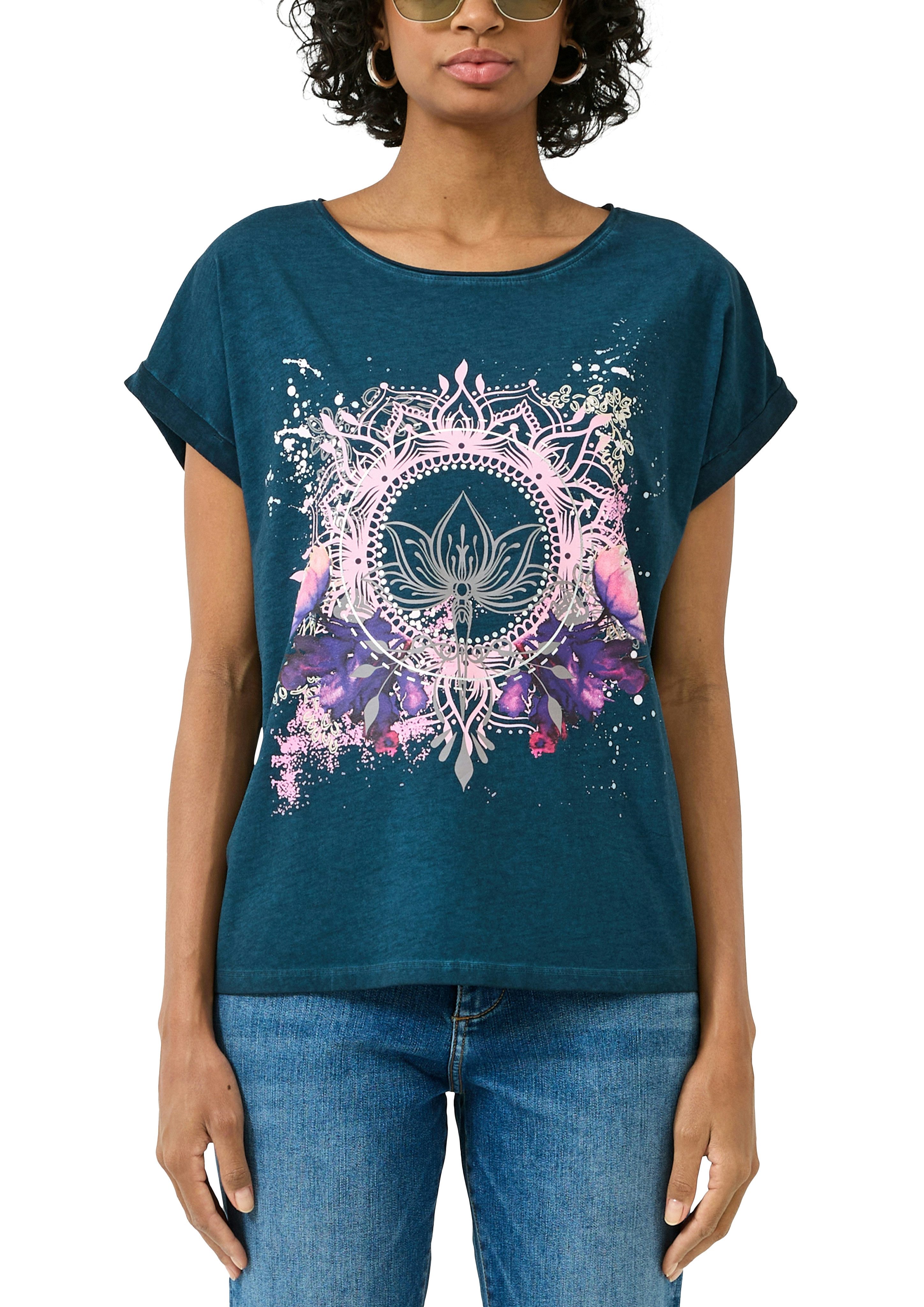 QS Rundhalsshirt mit großem Print