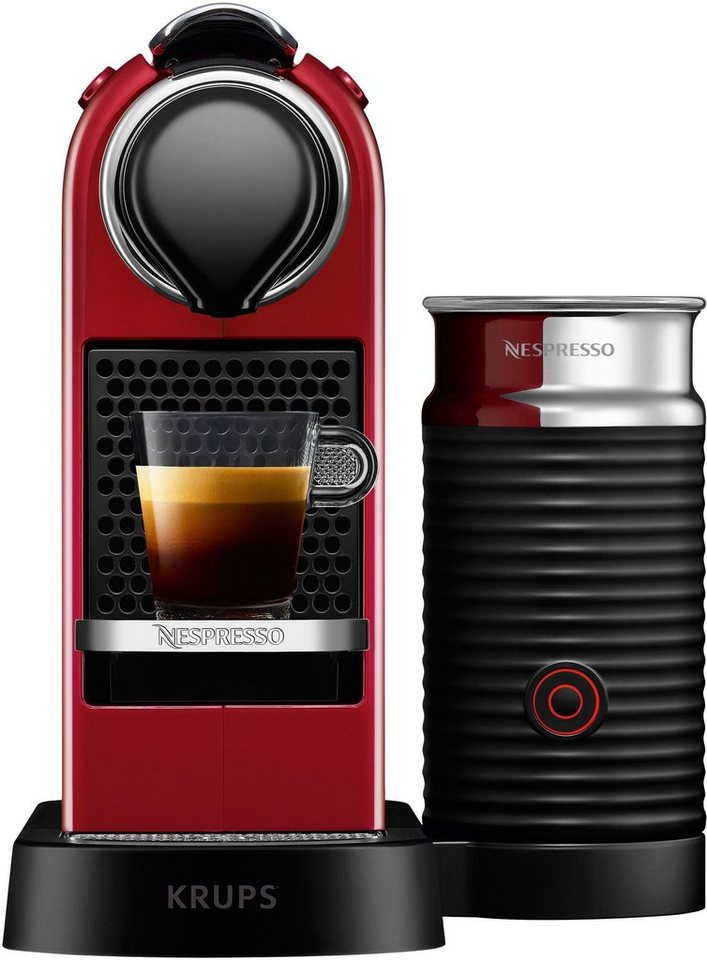 Nespresso Kapselmaschine XN7615 CitiZ & Milk von Krups, inkl. Aeroccino  Milchaufschäumer, Willkommenspaket mit 7 Kapseln