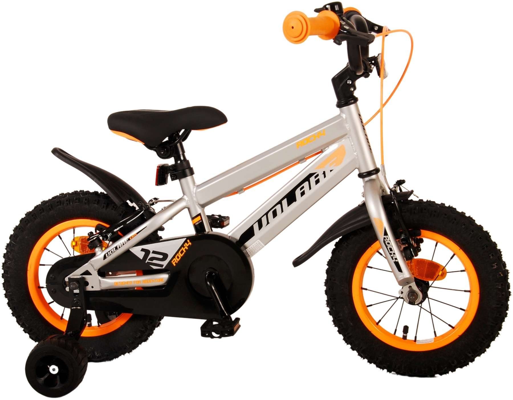 Fahrrad 12 Handbremse, Gang, 1 Zoll Rocky mit 2x und 12 - - Kinder Volare Rutschfeste Kinderfahrrad mit Zoll Klingel Fahrrad Grau Stützräder (Jungs Sicherheitsgriffe), TPFSports