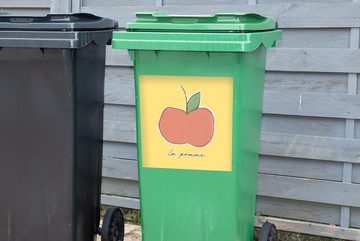 MuchoWow Wandsticker Apfel - Obst - Text (1 St), Mülleimer-aufkleber, Mülltonne, Sticker, Container, Abfalbehälter