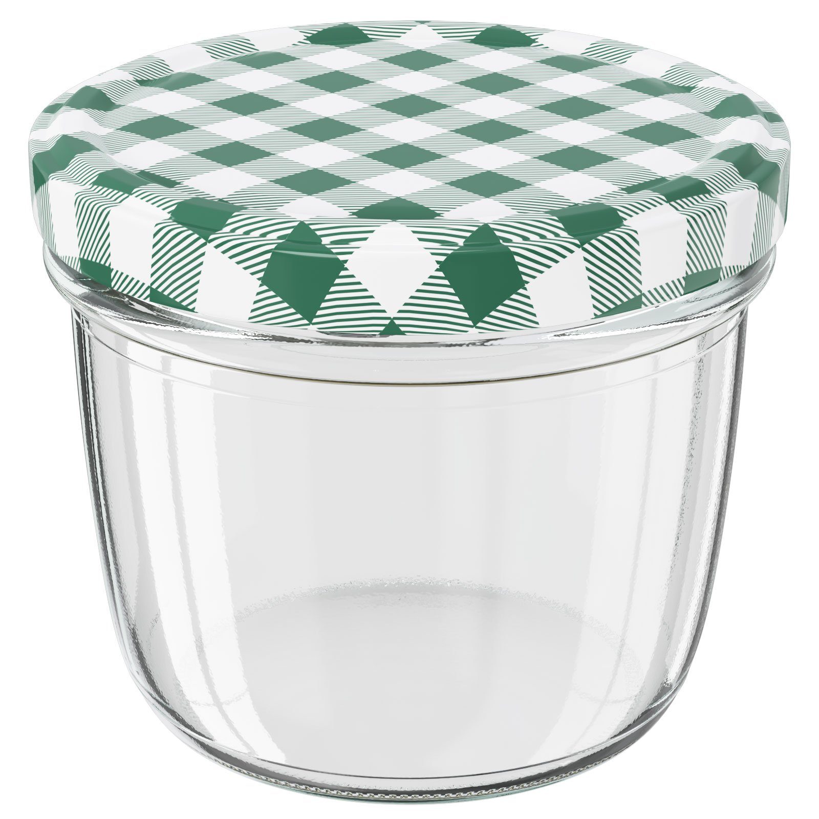Wellgro Vorratsglas Einmachgläser Schraubdeckel grün kariert - 230 ml, (50-tlg) – Bild 4 von 5