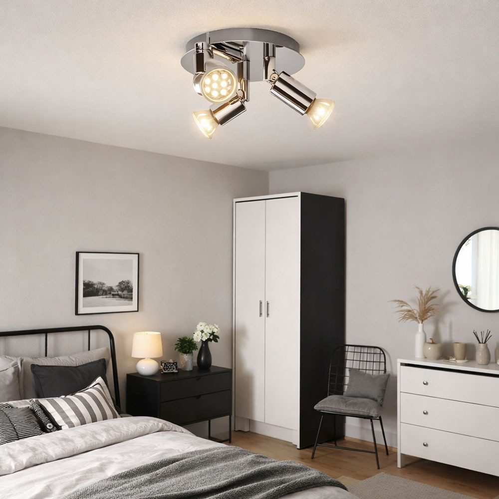 Briloner Leuchten LED Deckenleuchte, Leuchtmittel inklusive, Warmweiß, LED Rondell Decken Leuchte Bade Zimmer Wohn Raum Lampe Chrom Strahler