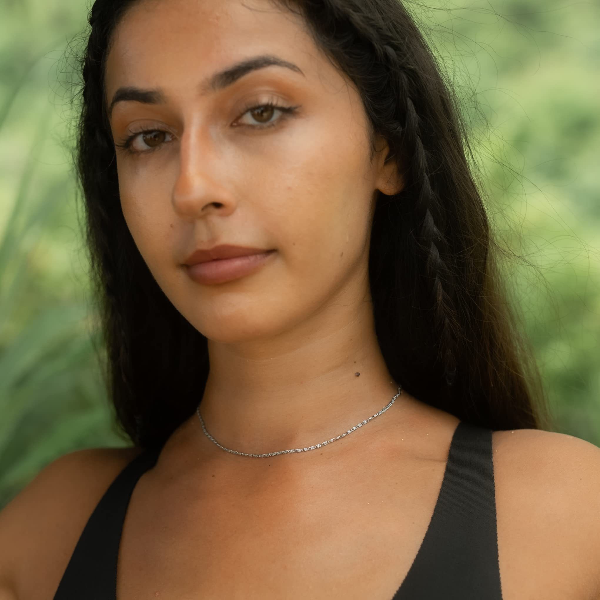 Made by Nami Edelstahlkette Minimalistische Halskette für Damen mit starkem Karabiner-Verschluss, Choker-Kette Frauen & Mädchen Filigrane Gliederkette