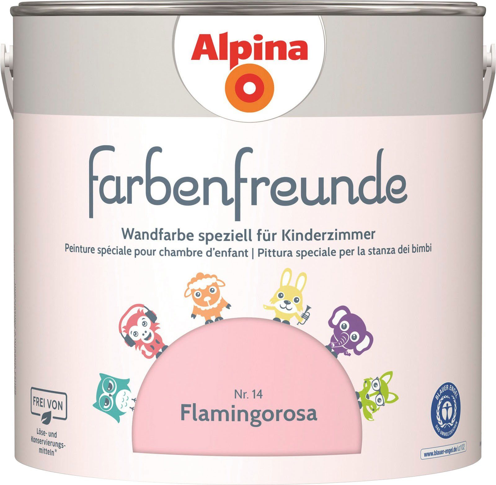 Alpina Wandfarbe farbenfreunde, für Kinderzimmer, matt, 2,5 Liter Flamingorosa