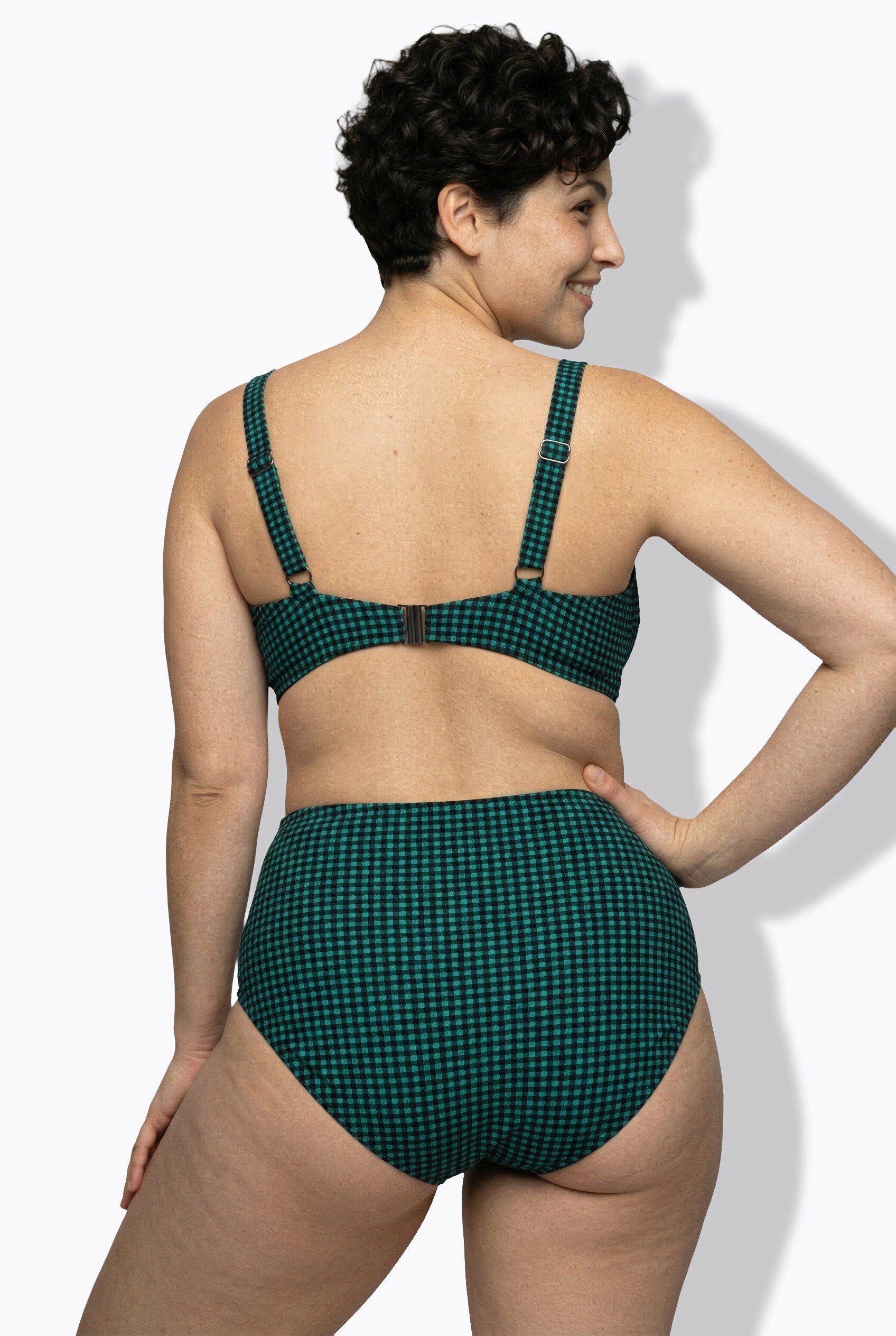 Ulla Popken Soft-BH Bikini Karo Softcups Zierschnalle Powermesh-Futter