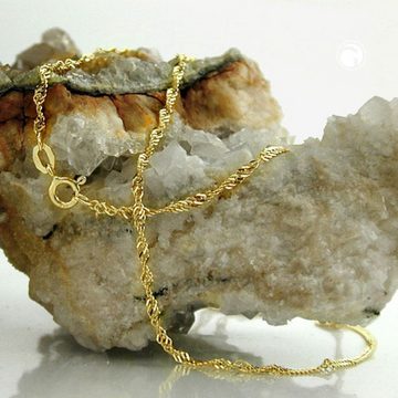 unbespielt Goldkette Halskette 1,8 mm Singapurkette 9 Karat Gold 45 cm lang inklusive Schmuckbox, Goldschmuck für Damen und Herren