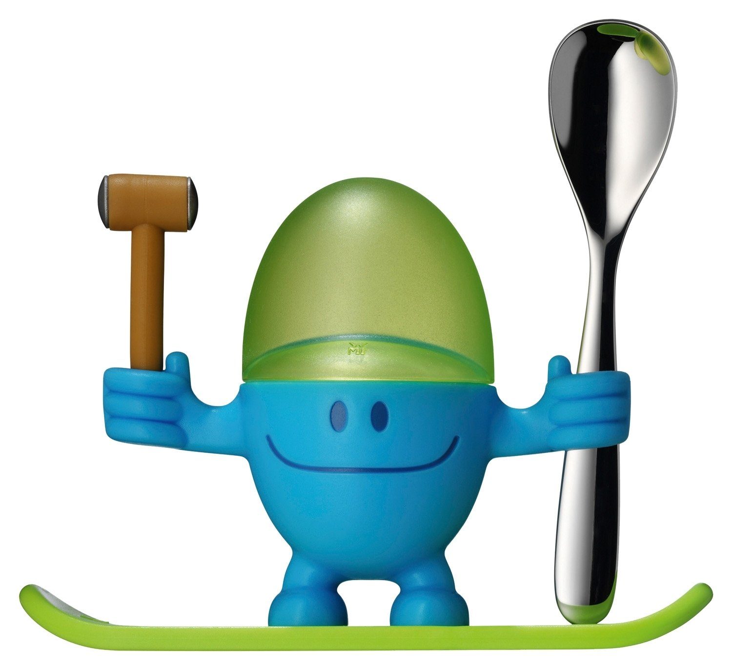 WMF Eierbecher mit Löffel MC EGG, Ø 5,5 cm, Grün, Blau, Cromargan Edelstahl 18/10, Kunststoff