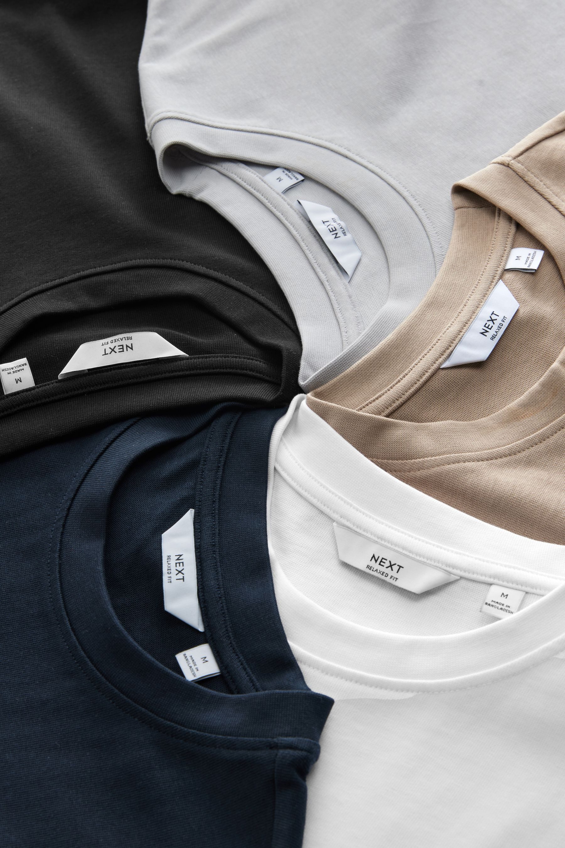 Next T-Shirt Relaxed Fit Shirts 100 % schwere Baumwolle, 5 Stk. (5-tlg)