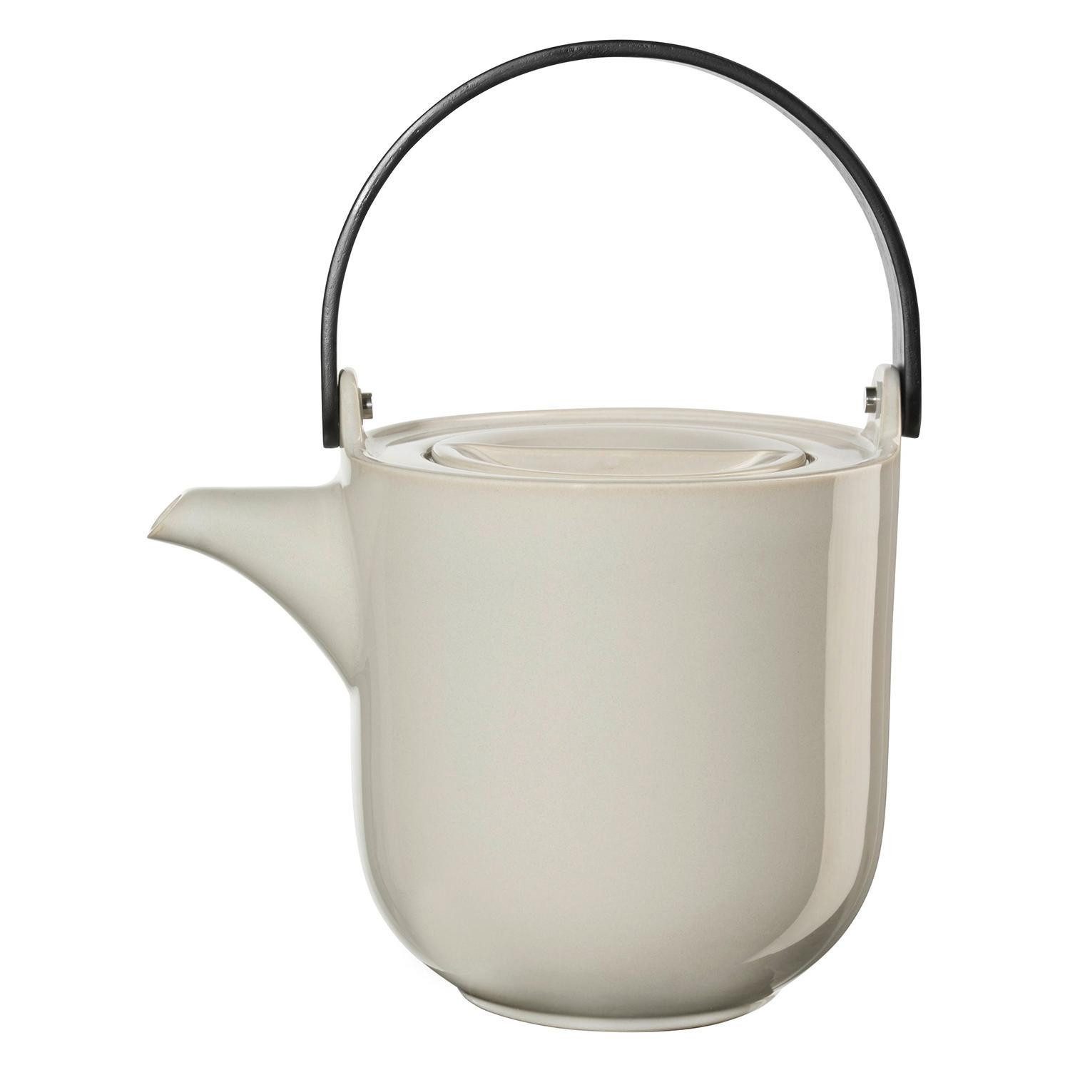 ASA SELECTION Teekanne COPPA TOFU, Creme, Porzellan, mit Holzgriff, 1 l, (1-St), mit Edelstahlfilter