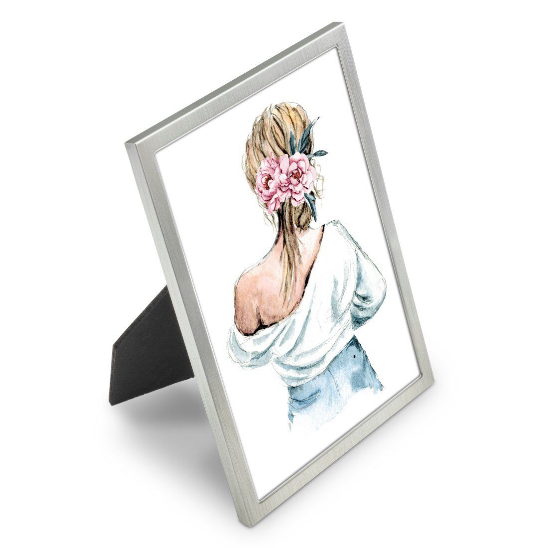 Hama Bilderrahmen Bilderrahmen 13 x 18 cm für 1 Bild, zum Aufhängen und Stellen, silber, für 1 Bilder (1 St), Portraitrahmen, Aluminium, Hochformat, Querformat, – Bild 2 von 4