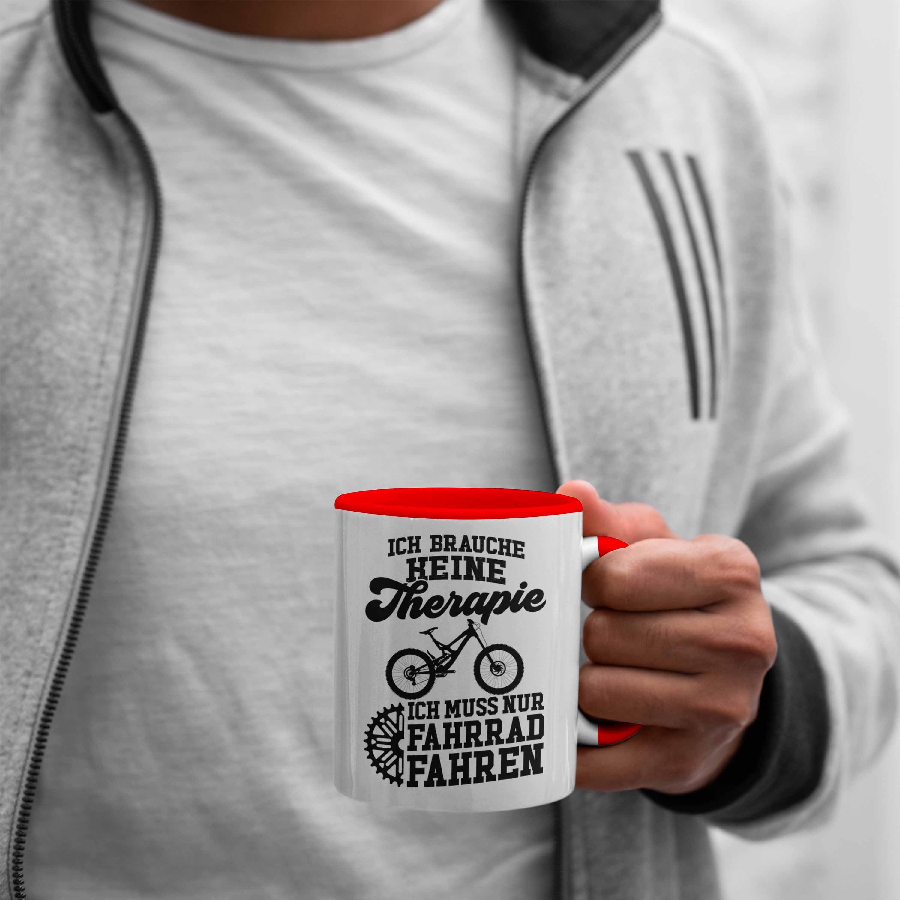 Bike Tasse Fahrrad Trendation Fahrradfahrer Therapie Radfahrer Trendation - Kaffeetasse Rennrad Geschenkideen Tasse Rot Geschenk