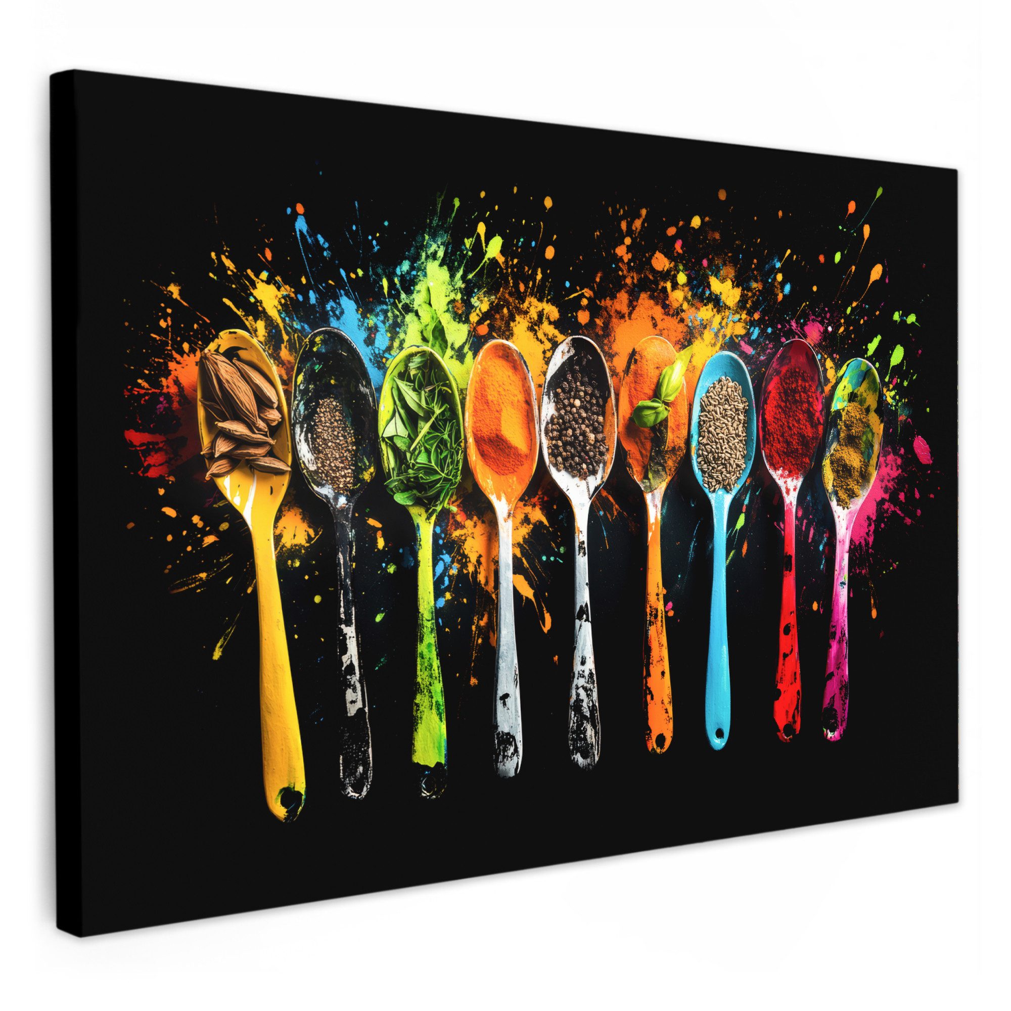 OneMillionCanvasses® Leinwandbild Löffel - Gewürze - Modern - Graffiti - Fa günstig online kaufen