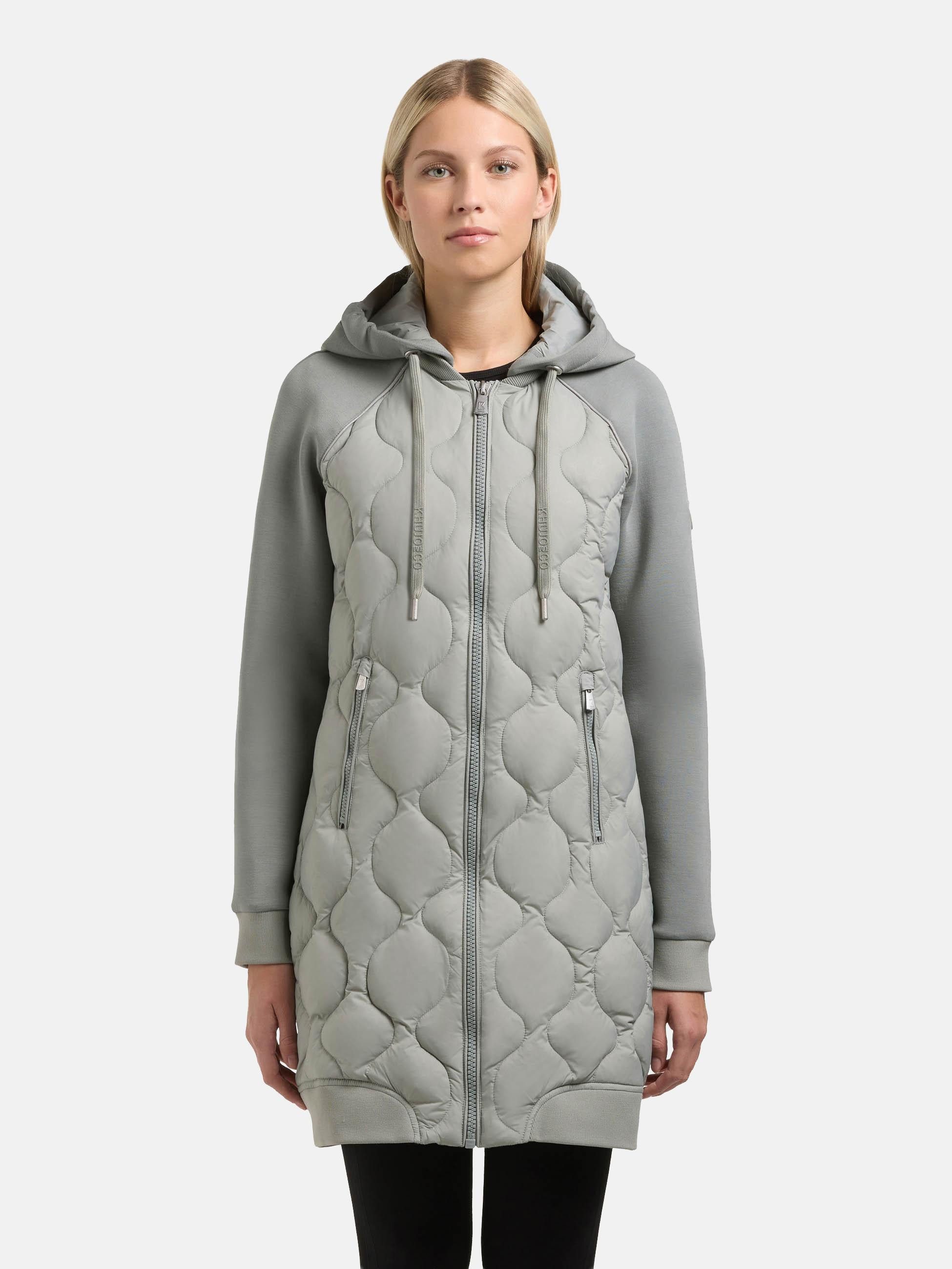 khujo Kurzmantel Nora Materialmix-Mantel mit abnehmbarer kapuze