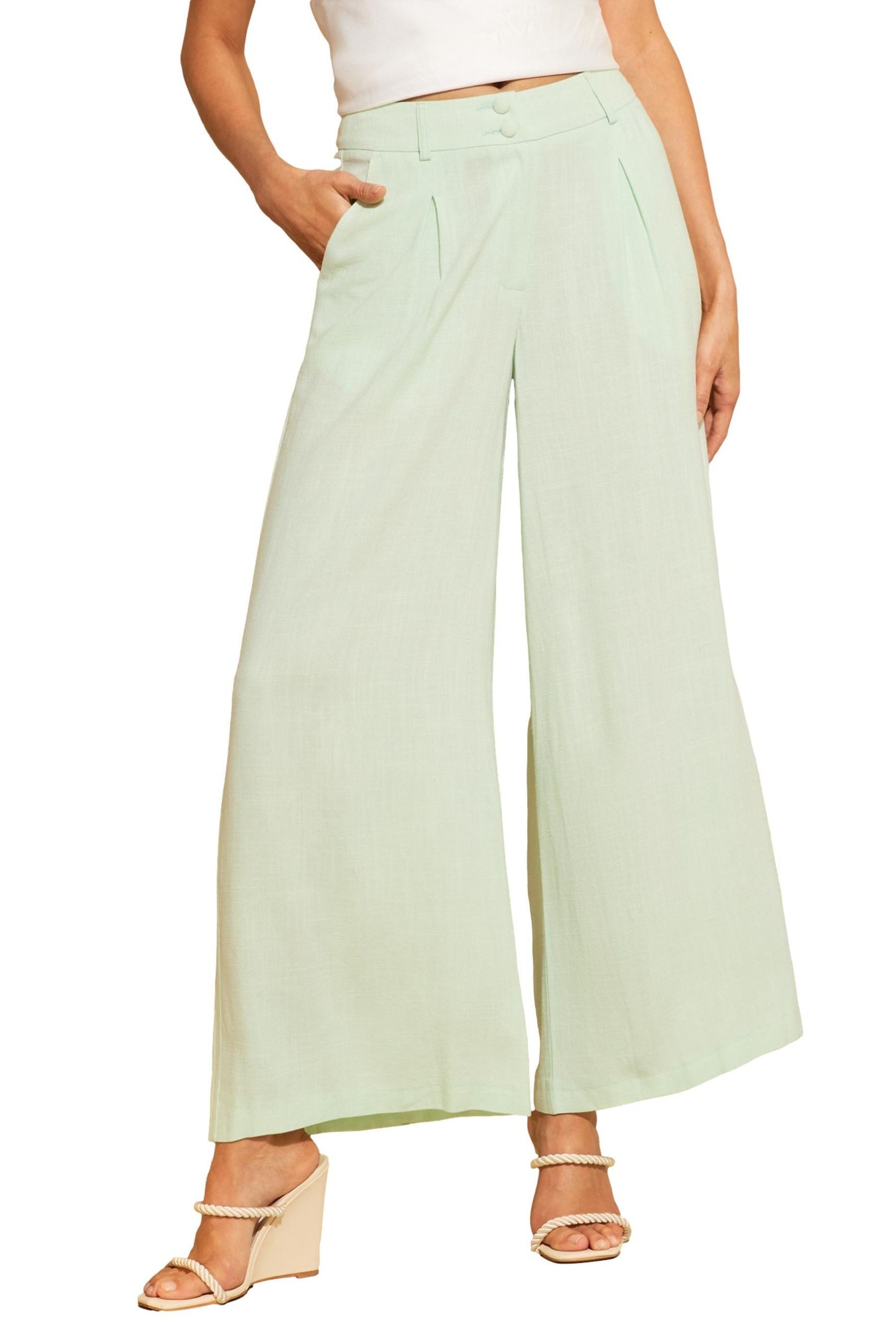 Love & Roses Stoffhose Love & Roses Leinenhose mit weitem Bein, Regular (1-tlg)