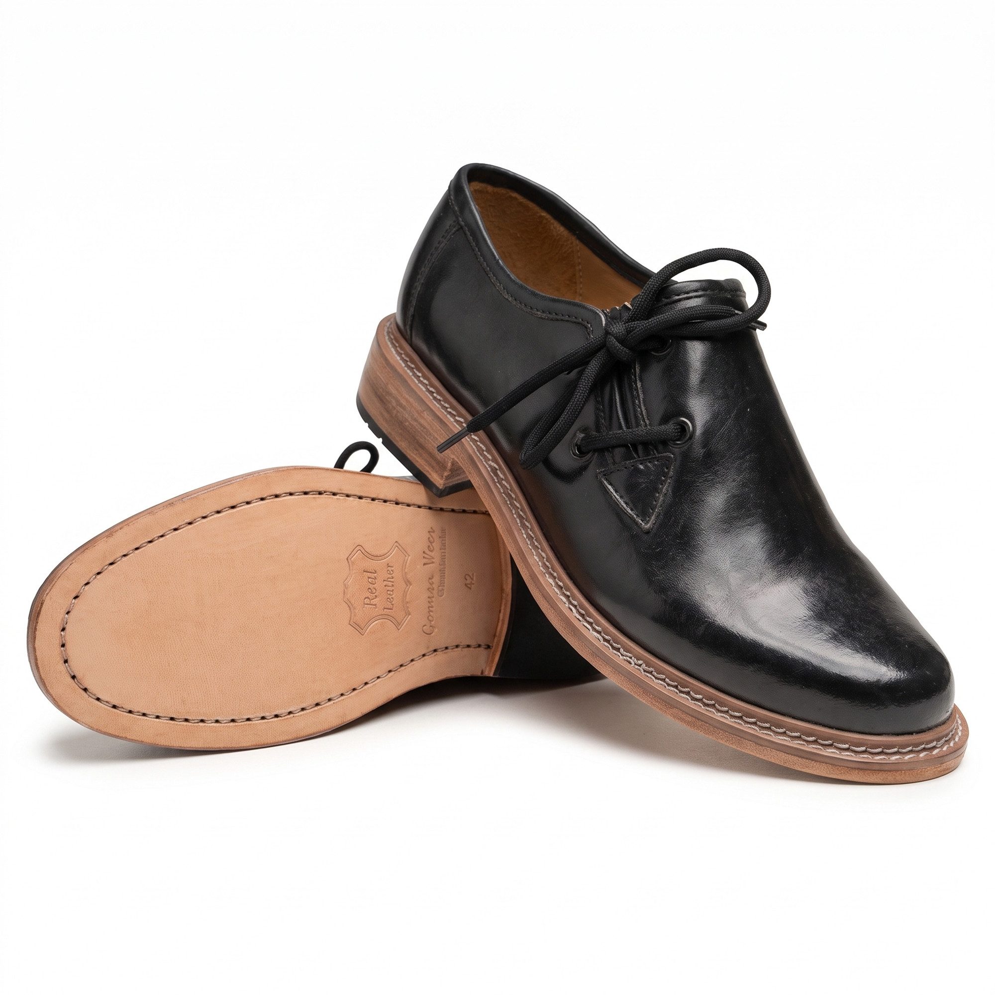 German Wear GW1800-Tanz Haferlschuh Haferlschuhe mit Ledersohle Trachtenschuhe Schuhplattler Tanz schuhe