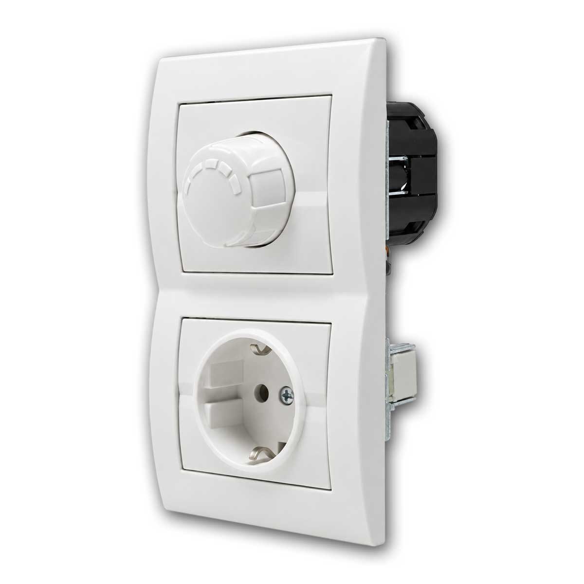 Kanlux LOGI Dimmer-Schalter weiß, 250V~, mit Steckdose Unterputzschalter