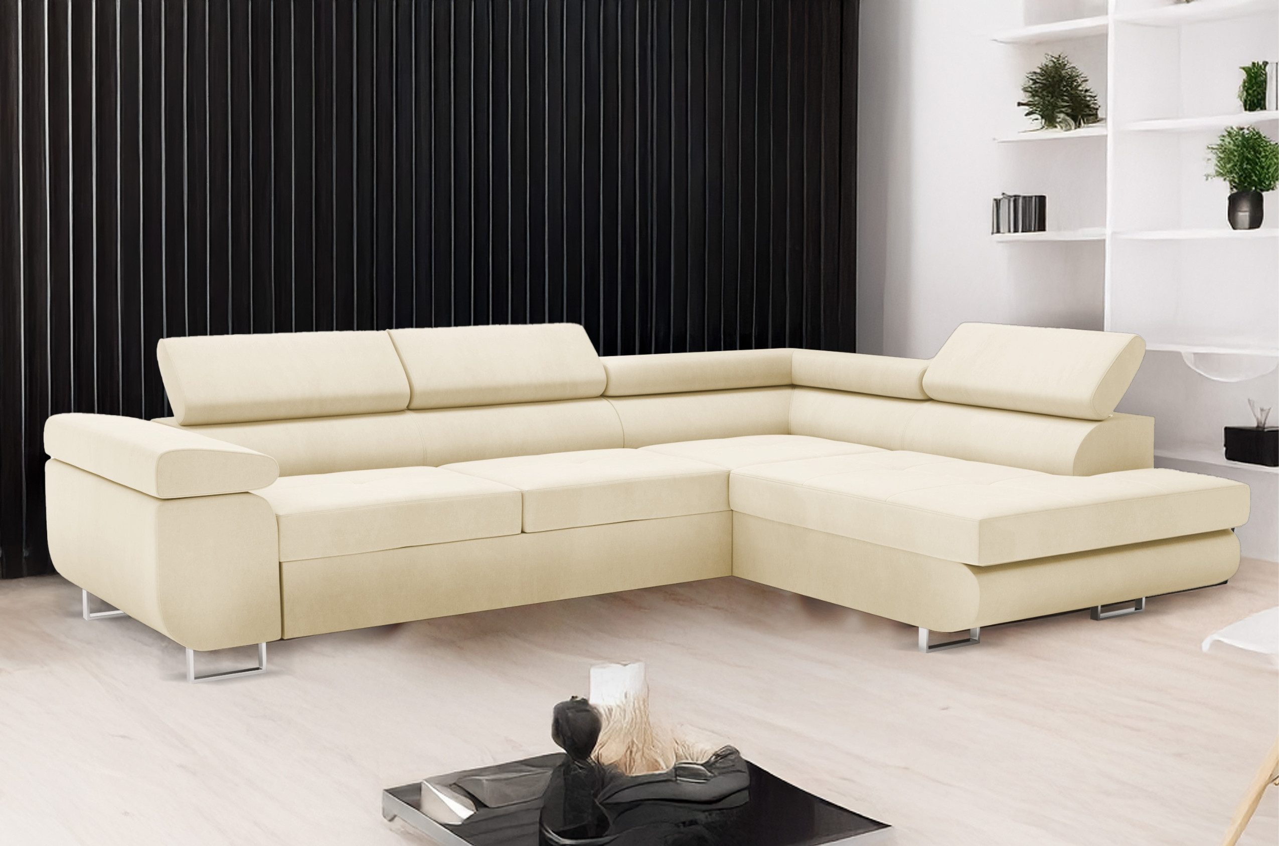 Goldstoff Ecksofa hochwertiges Sofa mit Schlaffunktion, günstig online kaufen