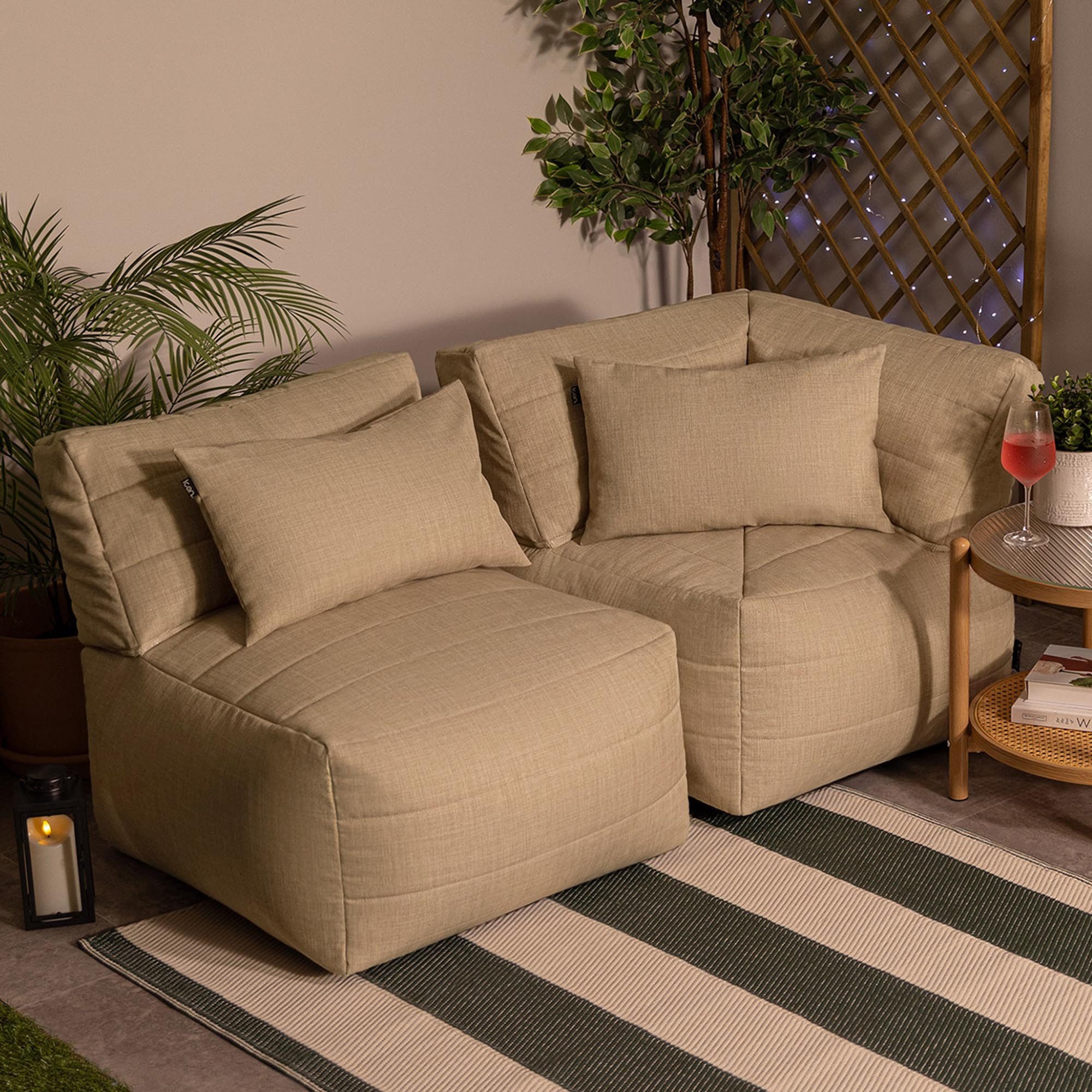 icon Gartenlounge-Set Modulares Outdoorsofa 2 Stück aus Webstoff „Noa“, (Spar-Set, 1 x Ecksofa, 1 x Sessel), Made in Germany, UV-beständig, wetterfest