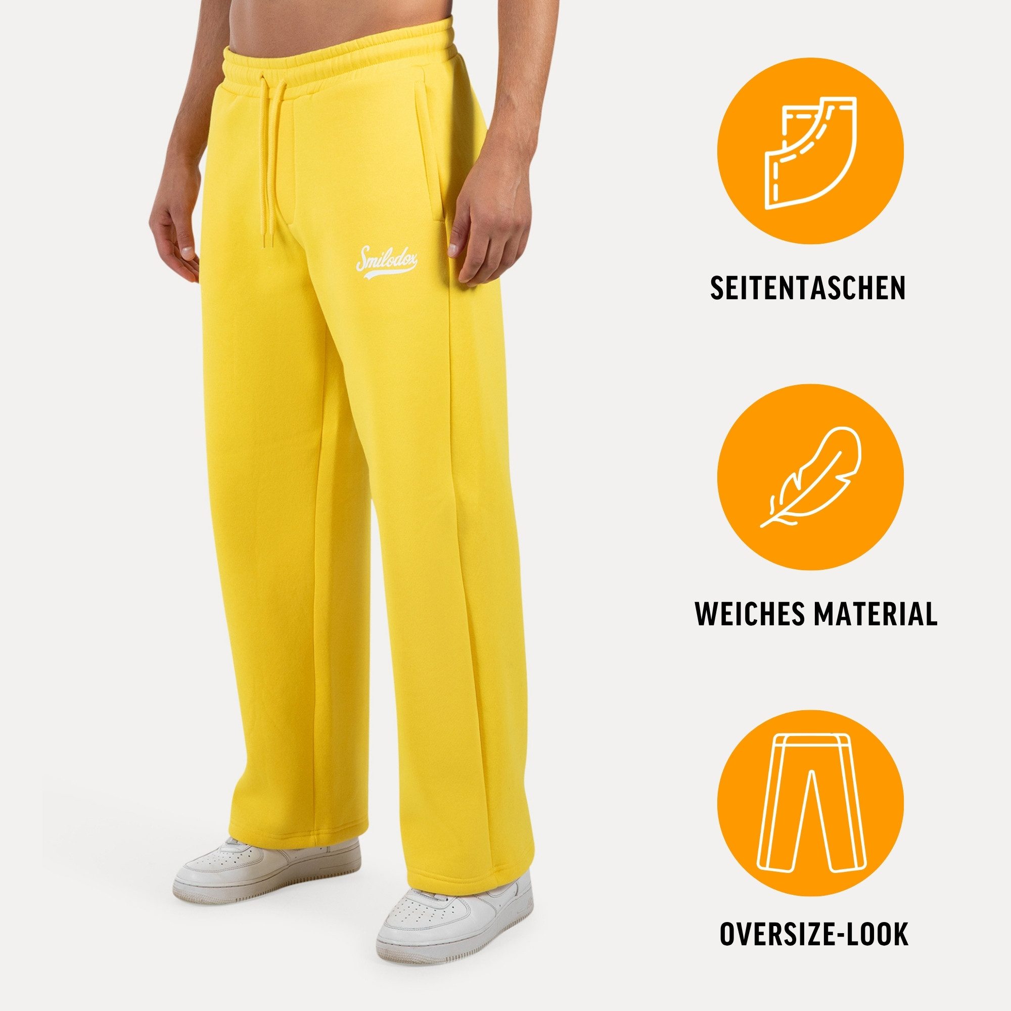 Smilodox Jogginghose Lorik, Bequeme Sweathose, Logo-Detail, elastischem Bund mit Kordelzug seitliche Eingrifftaschen gerader Beinabschluss weiches Material
