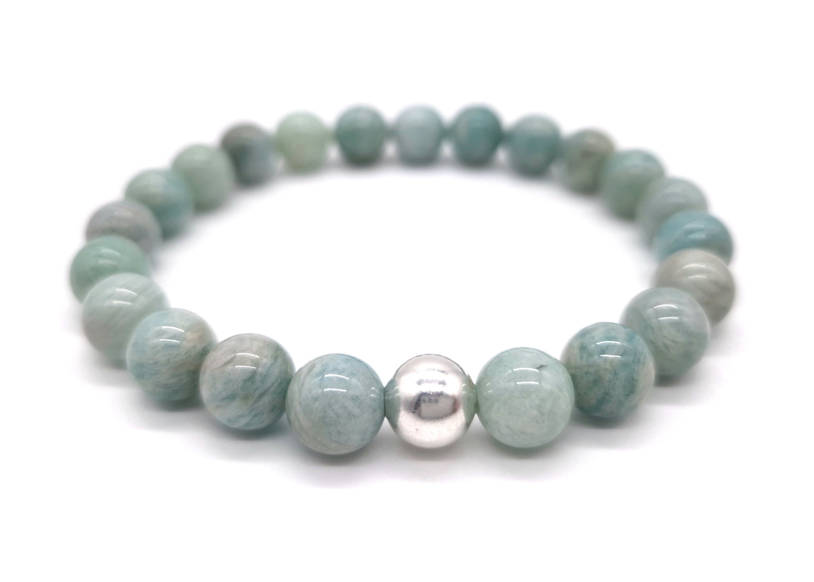 NAHLE Perlenarmband Amazonit mit 925 Silberperle Naturstein Armband (inkl. günstig online kaufen