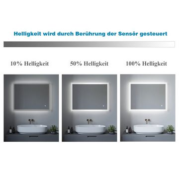 AQUABATOS Badspiegel Lichtspiegel Badezimmerspiegel mit Licht LED Spiegel 50x70 80x60 cm, Touch Schalter Dimmbar Memory-Funktion Badspiegel mit Beleuchtung