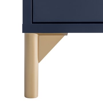 Lomadox Kleiderschrank ALBENGA-80 3-türig, blau mit goldenen Griffen und Füßen