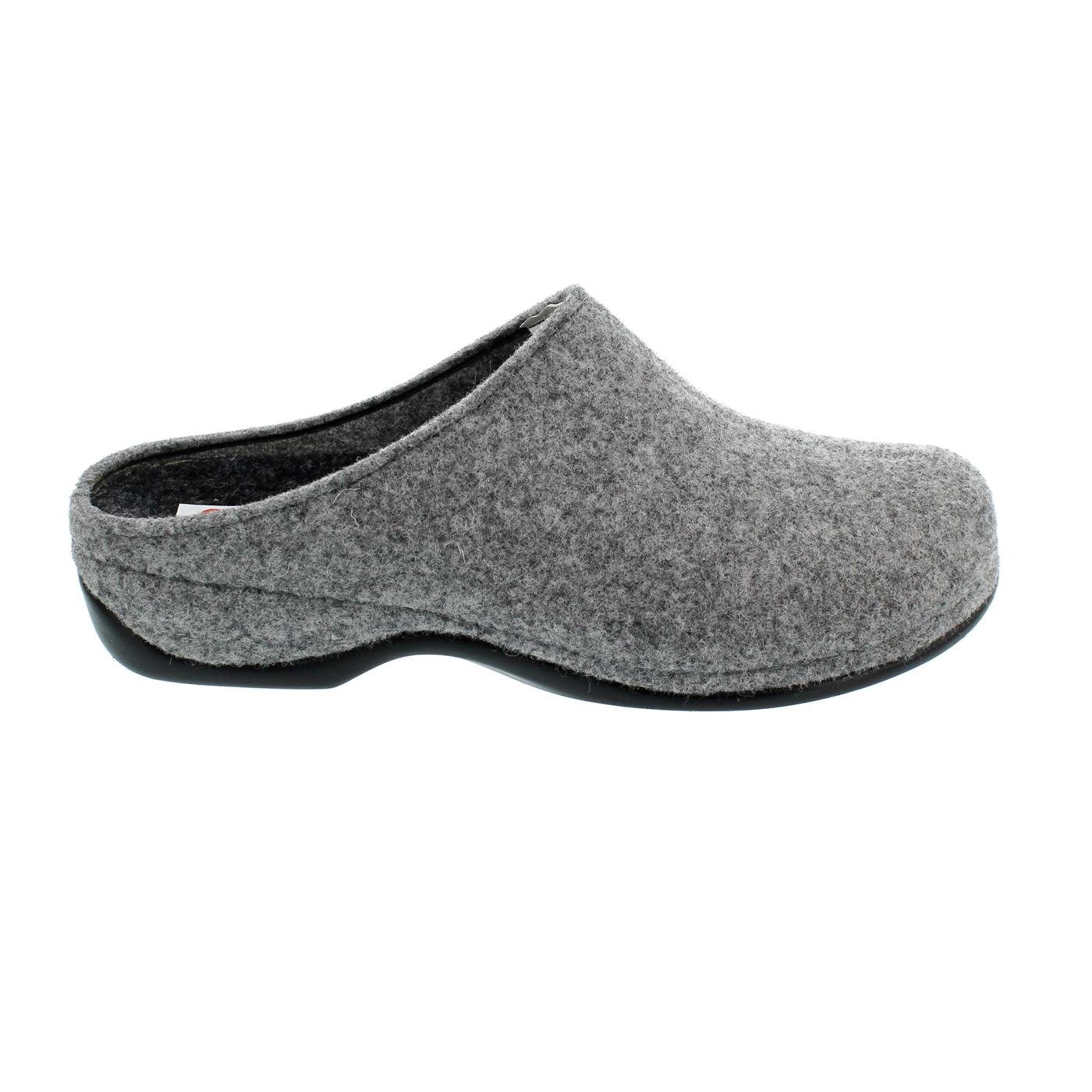 BERKEMANN Berkemann Hausschuh Florina 1025-652, Filz, Hellgrau, Weite H, Fußbett Pantoffel