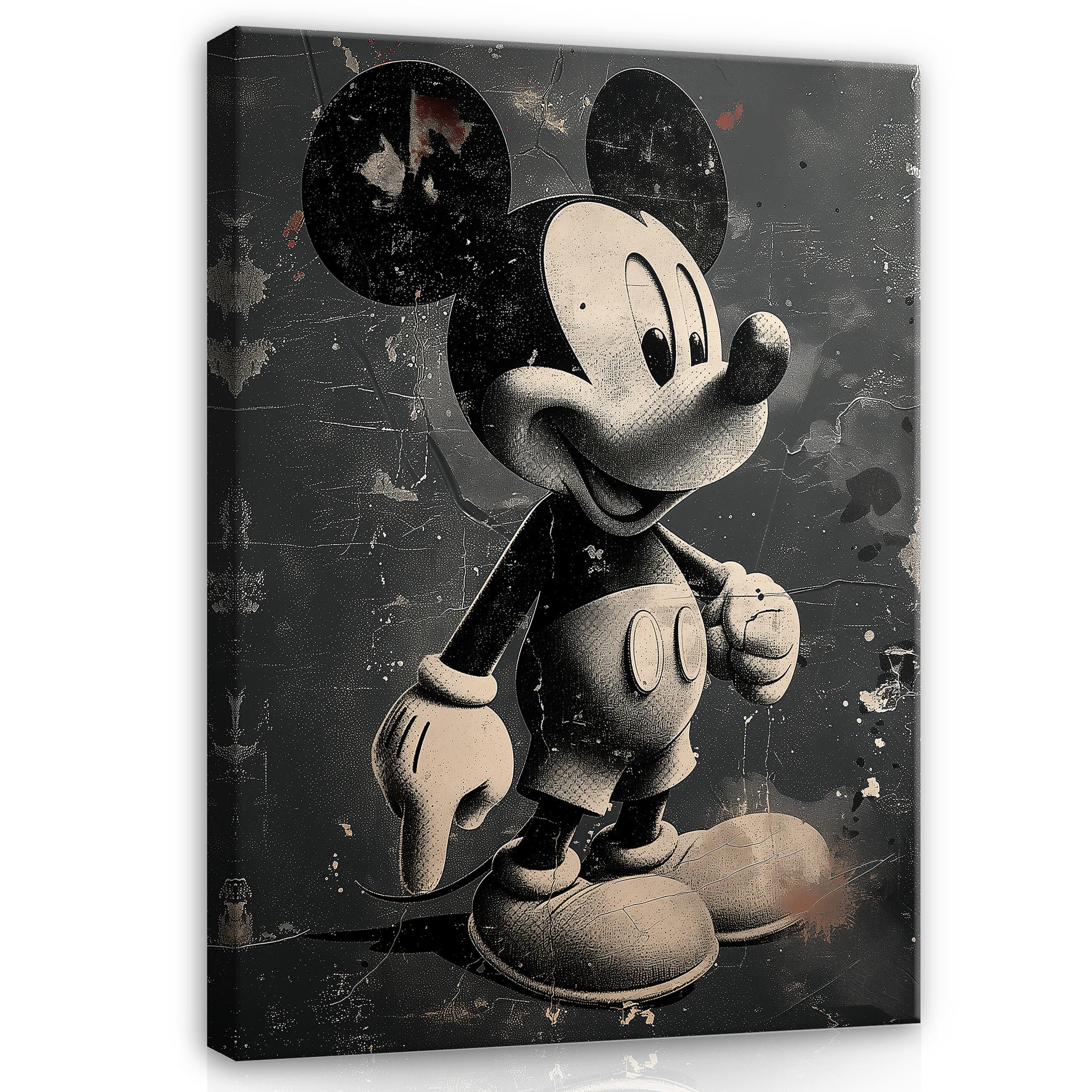 Wallarena Leinwandbild Kinderzimmer Mädchen Jungen Mickey Graffiti Wandbild Modern, Kinder (Einteilig, 1 St), Wandbilder Leinwandbilder Leinwand Bilder Bild Groß Aufhängefertig