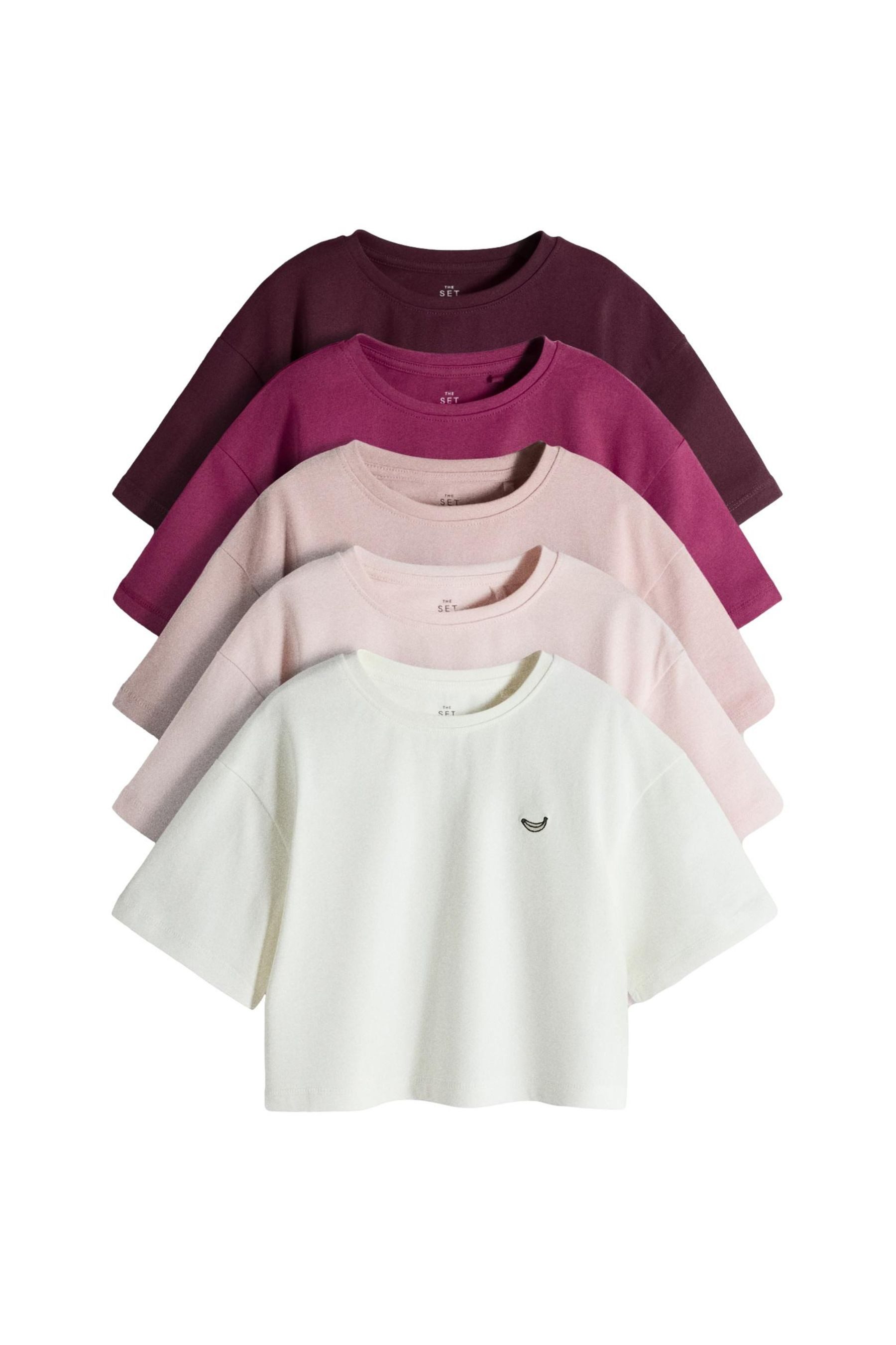 T-Shirt The Set Kurze T-Shirts im Oversized Fit, 5er-Pack