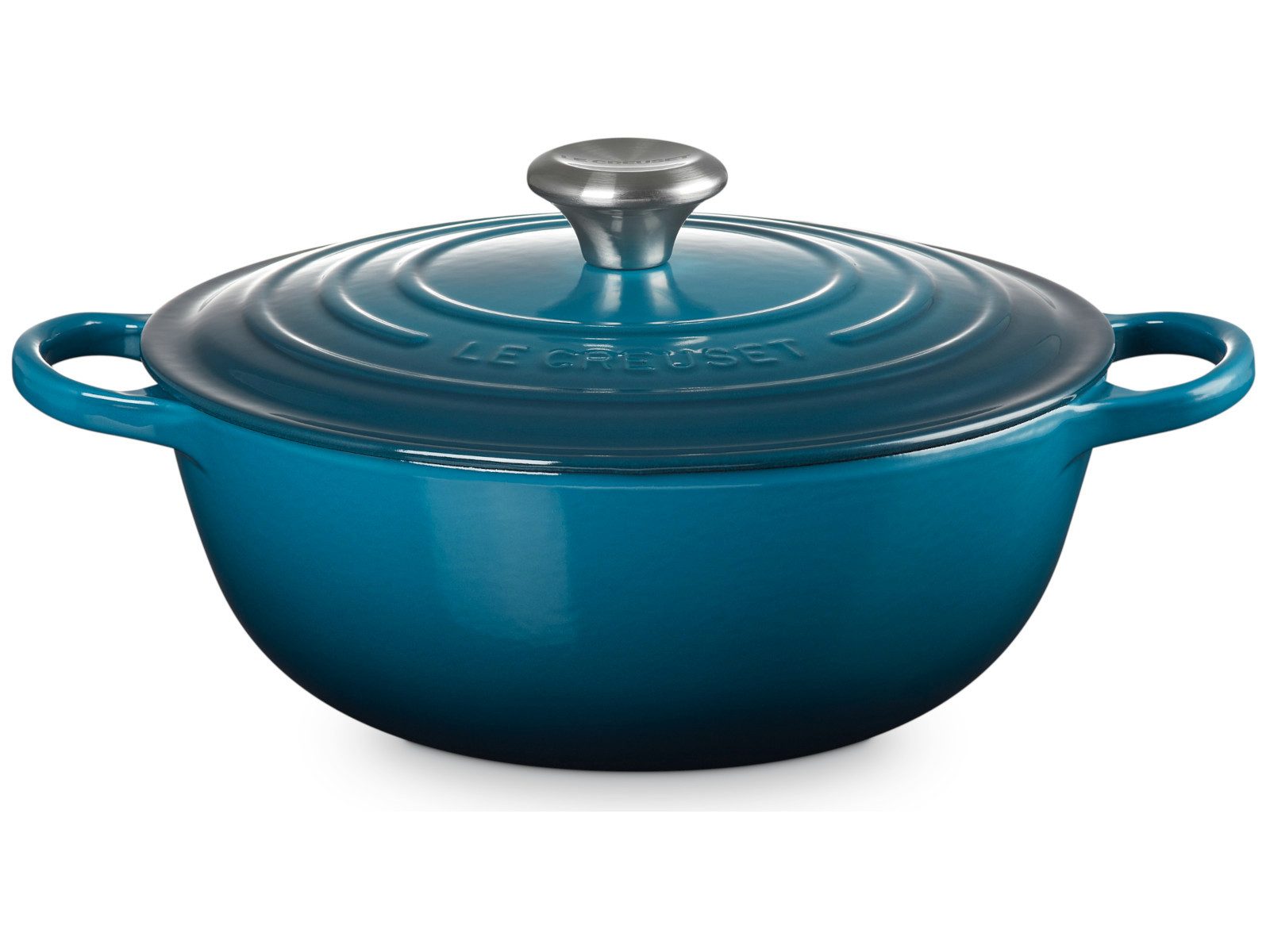LE CREUSET Кастрюли жаровни Creuset Кастрюли жаровни La Marmite Signature rund deep teal 26cm, Emailliertes Gusseisen