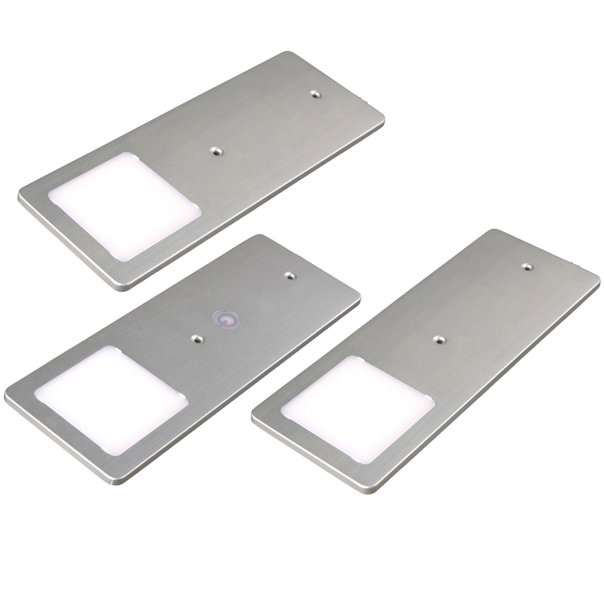 kalb LED Unterbauleuchte silber 5W - sehr flache Küchenleuchte mit Touch-Dimmfunktion, 3er Set warmweiß, warmweiss