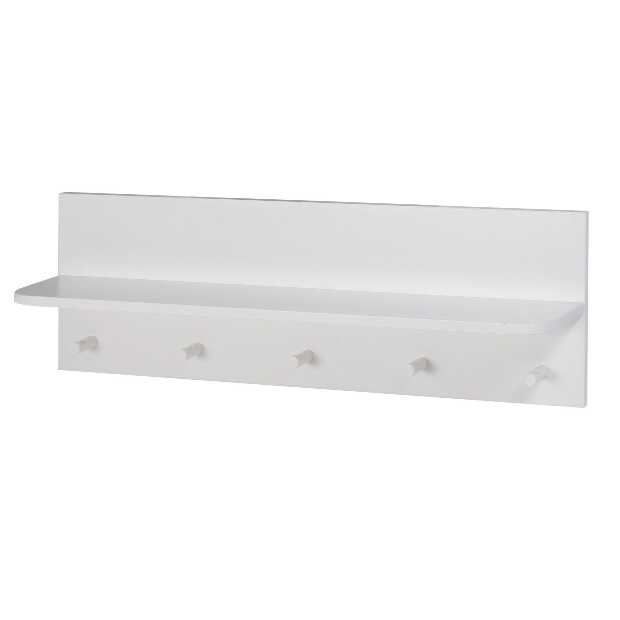 roba® Wandgarderobe Wandregal, in Lichtgrau oder weiß, Wandregal mit Ablage, 5 Haken
