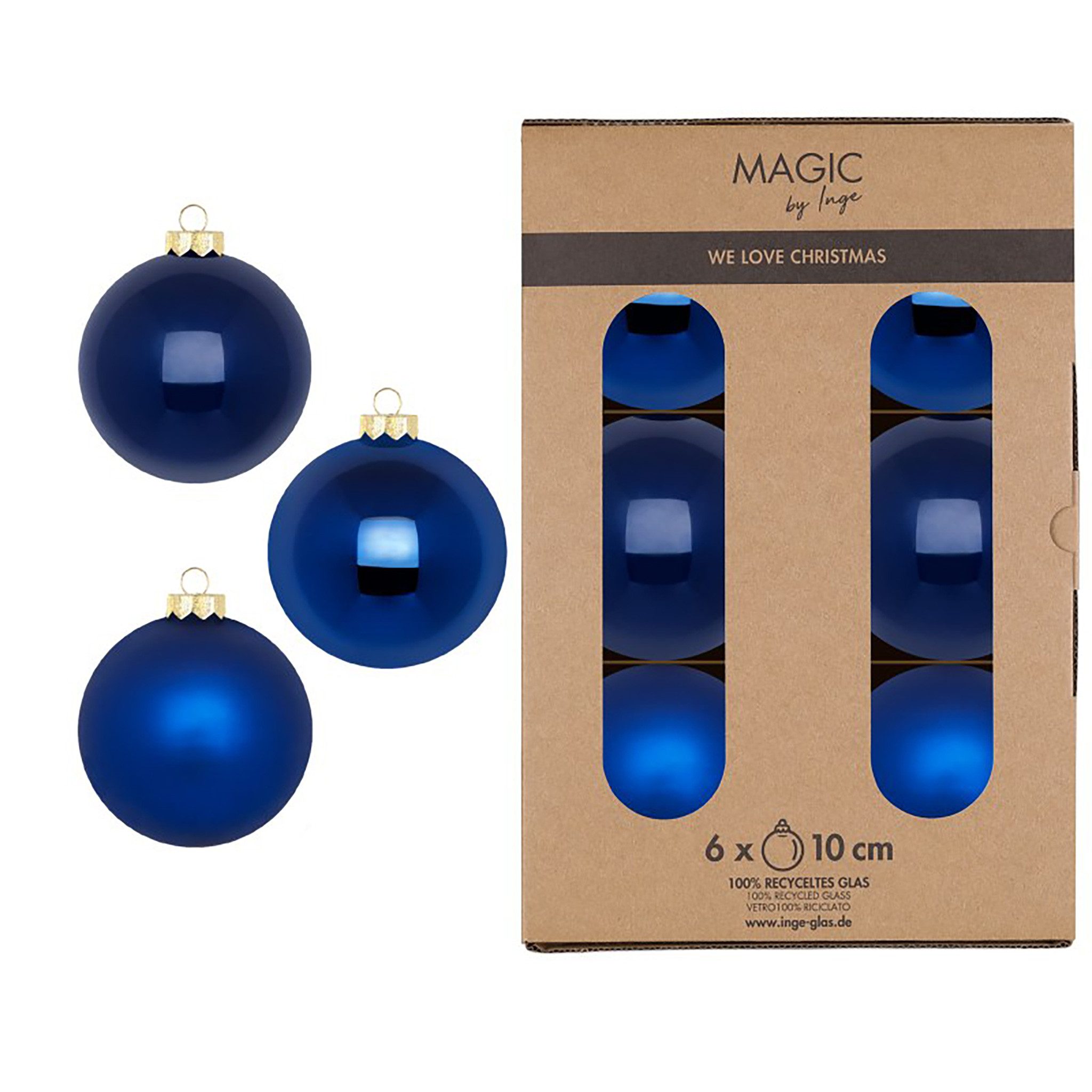 Holly & Jolly Weihnachtsbaumkugel, Weihnachtskugeln Glas 10cm 6 Stück