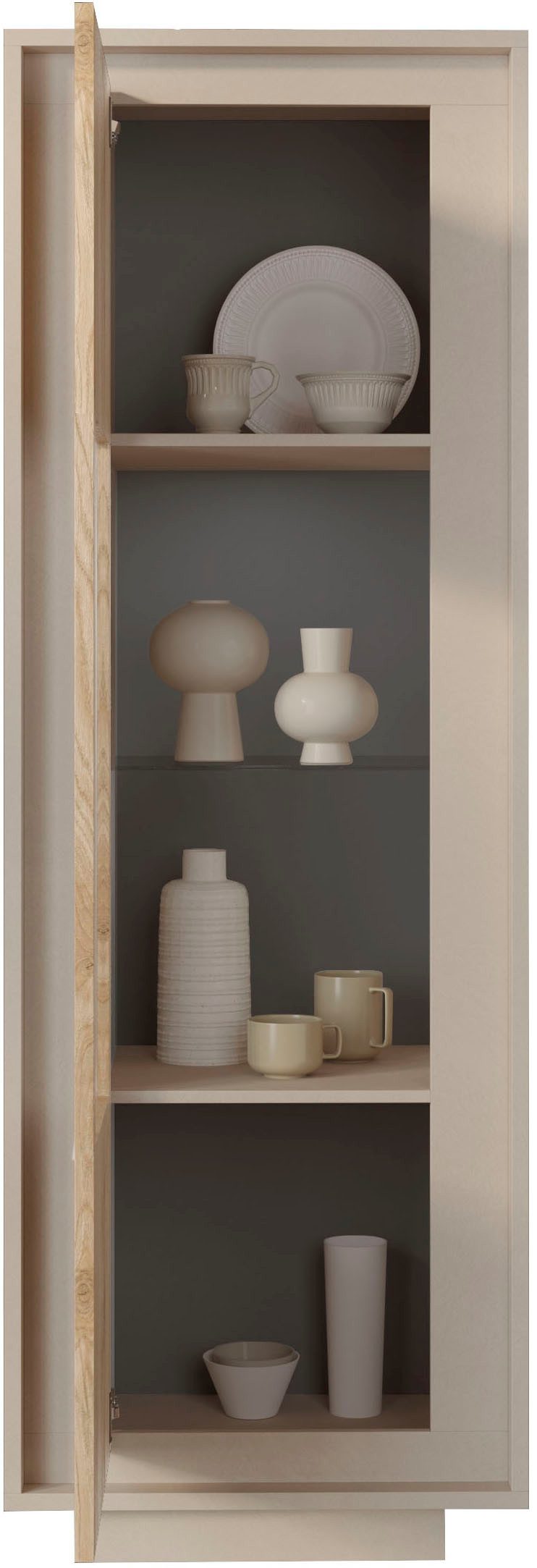 Home affaire Vitrine Sky, B/H 67/197 cm, Vitrinenschrank/Standvitrine/Glasvitrine, 1 Tür Softclosing, Korpus & Front 22 mm stark, Rahmen-Optik