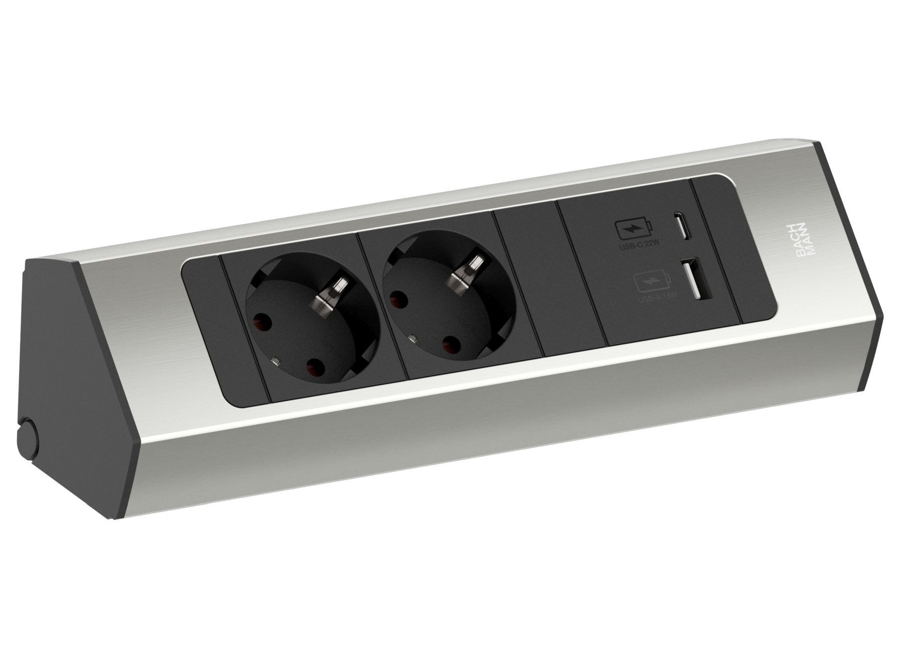 Bachmann Ecksteckdose Casia 2-fach Küchensteckdose Kombisteckdose Küche USB A/C Mehrfachsteckdose 4-fach (Kabellänge 2.00 m)