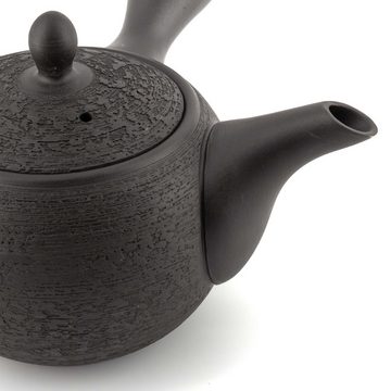 teayumi Teekanne ISAMU Kyusu Keramikkanne 460 ml Schwarz, 460 l, (2-teilig), Integriertes Tonsieb
