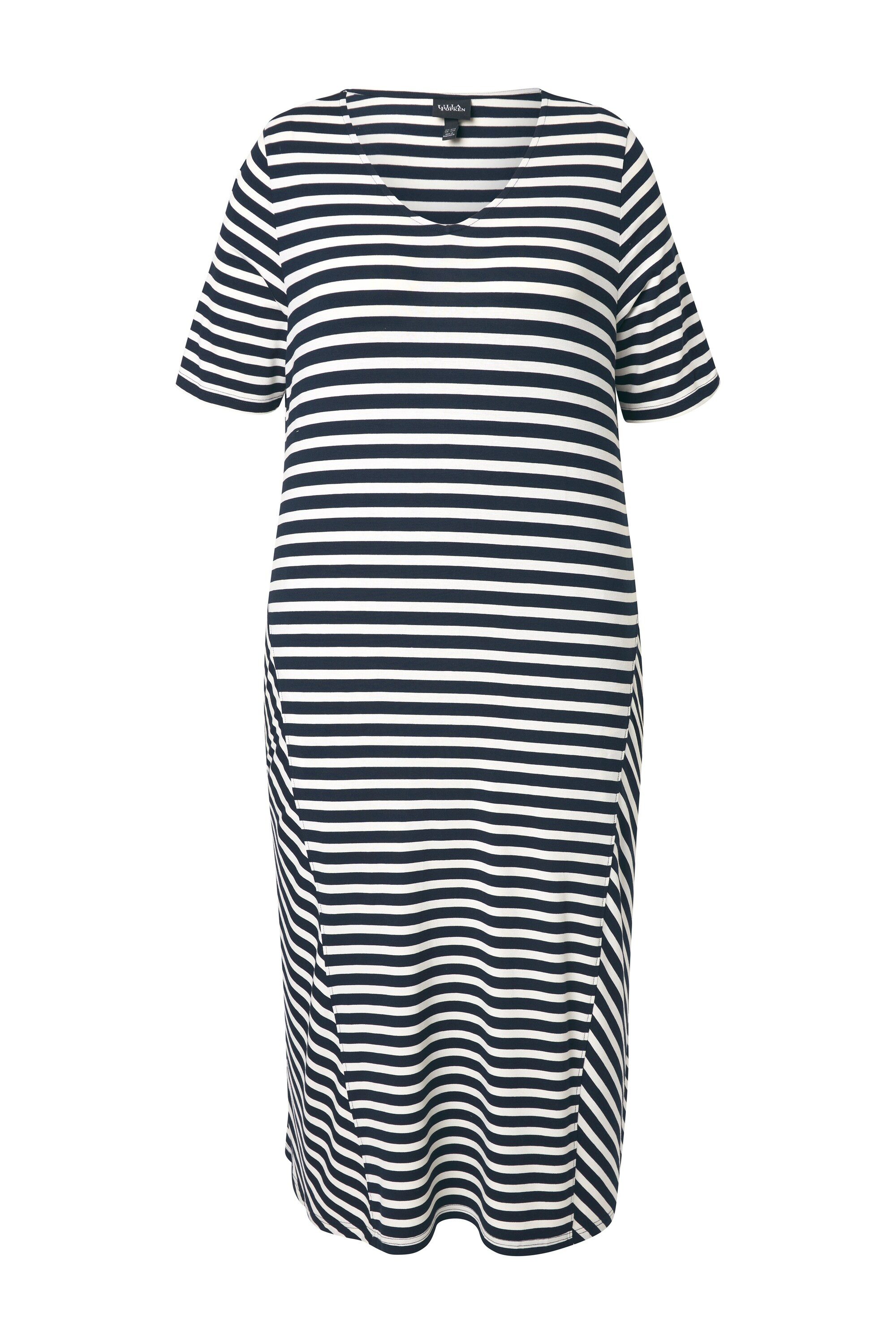 Ulla Popken Jerseykleid Midikleid Ringel A-Linie günstig online kaufen
