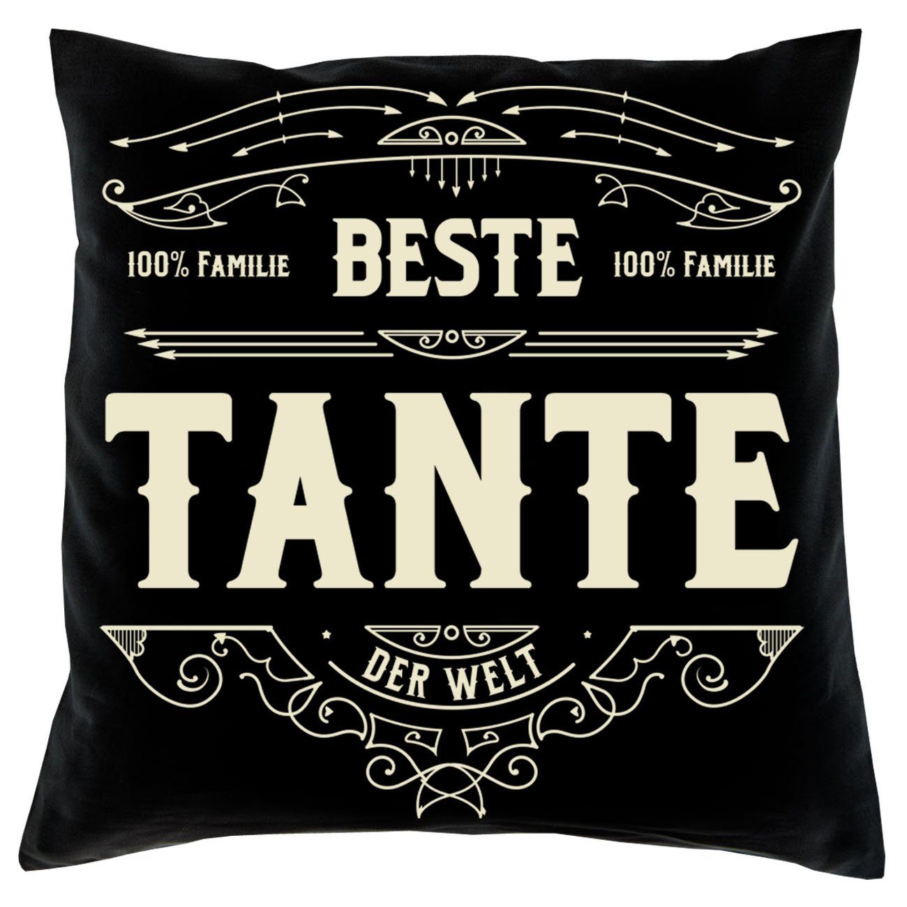 Soreso® Dekokissen Kissen Beste Tante Kissenbezug und Füllung, Geschenke schwarz