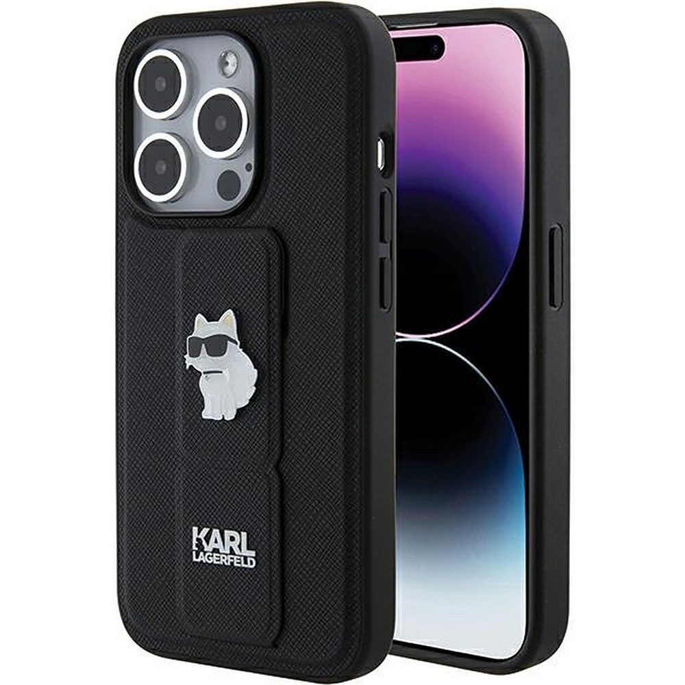 KARL LAGERFELD Handyhülle Schutzhülle Griffband Standfunktion 6,7 Zoll, Griffband, Standfunktion, Saffiano-Optik, Choupette