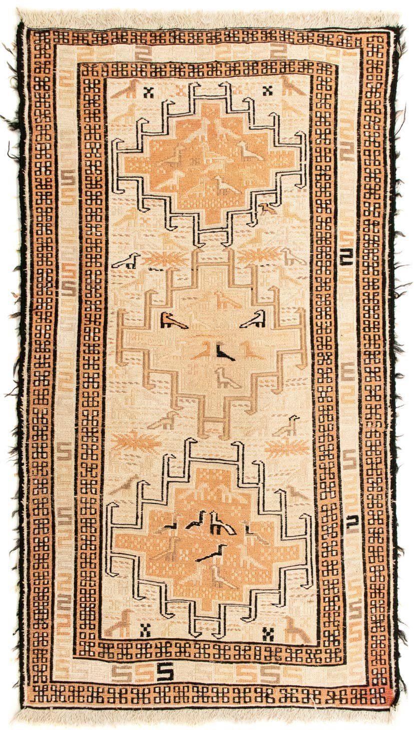 - rechteckig, morgenland, Höhe: Kelim Wollteppich - x Einzelstück beige, 63 Oriental mm, Wohnzimmer, 107 cm 4 -