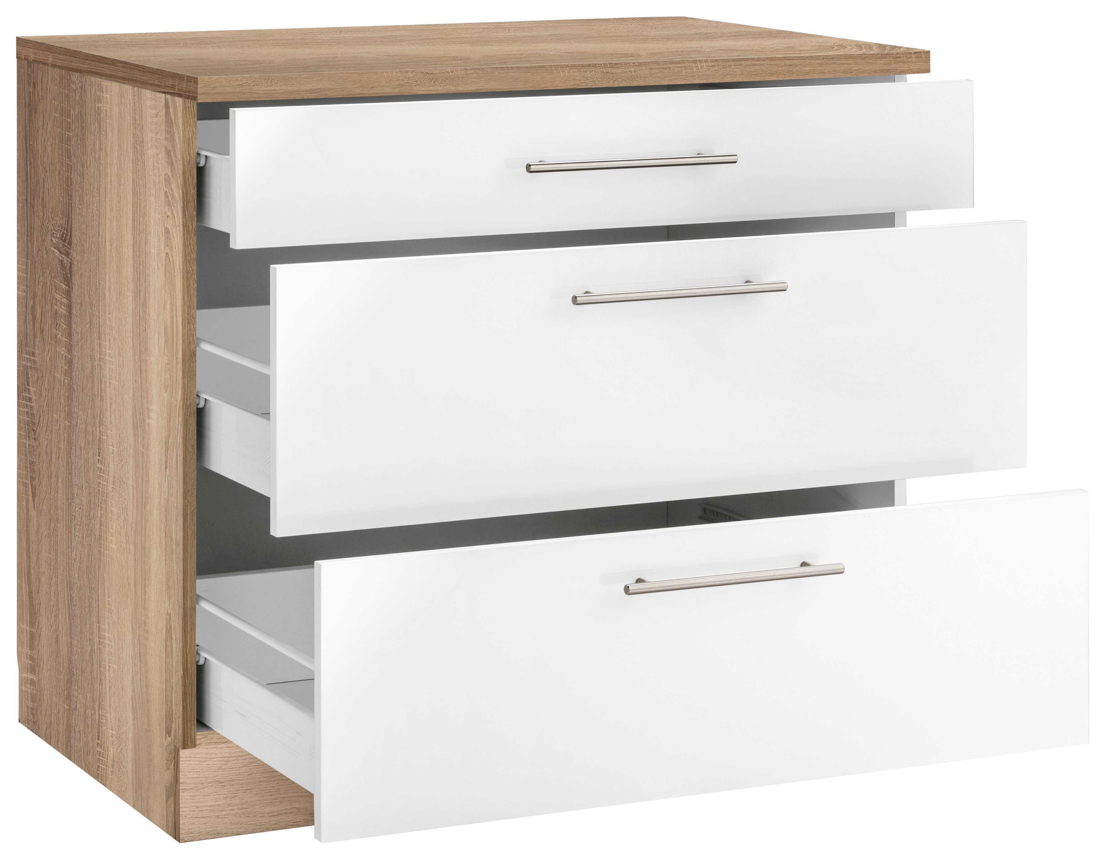 wiho Küchen Unterschrank Cali 90 cm breit, mit 2 großen Auszügen – Bild 4 von 5
