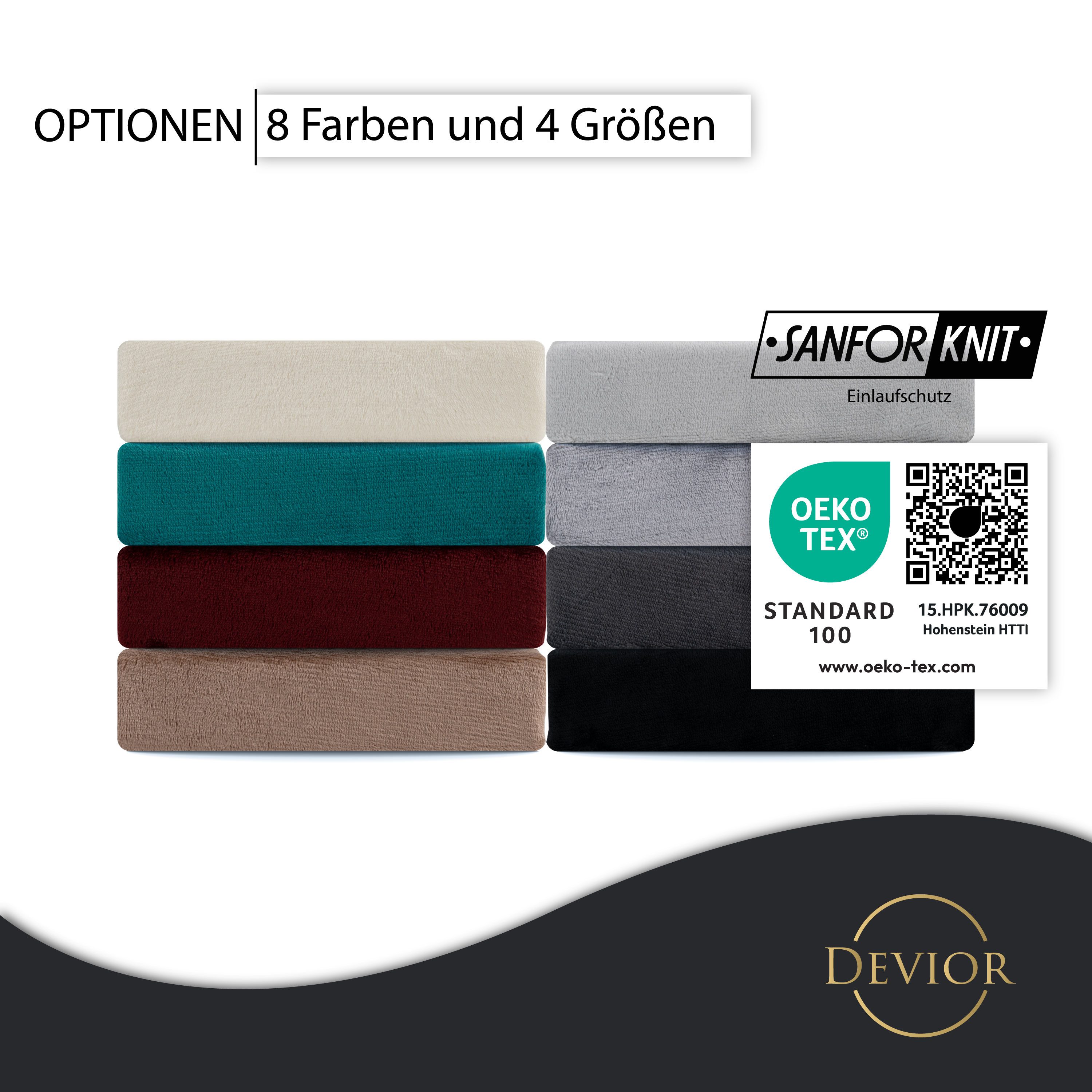 Devior Spannbettlaken aus 100% Nicki-Plüsch mit Cashmere-Touch, 190 g/m² mit Einlaufschutz, Nicki, Gummizug: Rundumgummizug, für Standardmatratzen bis 22cm - Sp – Bild 5 von 5