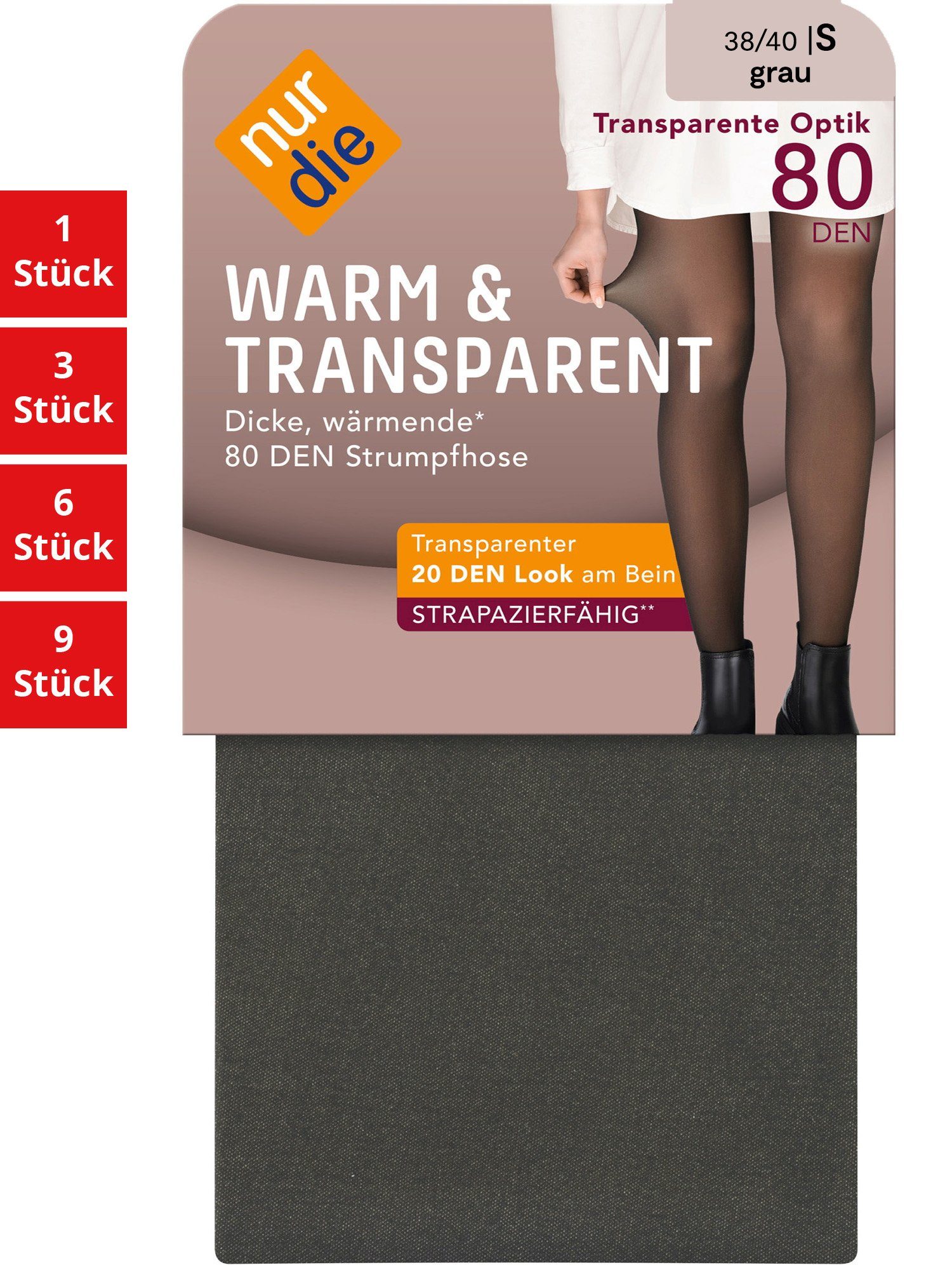 Nur Die Feinstrumpfhose Warm & Transparent 80 DEN Damen (1er/3er/6er/9er Pack 1 St) nylon transparent durchsichtig Fein-strumpfhose frauen multi-pack