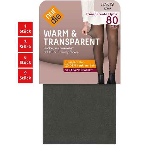 Nur Die Feinstrumpfhose Warm & Transparent 80 DEN Damen (1er/3er/6er/9er Pack 1 St) nylon transparent durchsichtig Fein-strumpfhose frauen multi-pack
