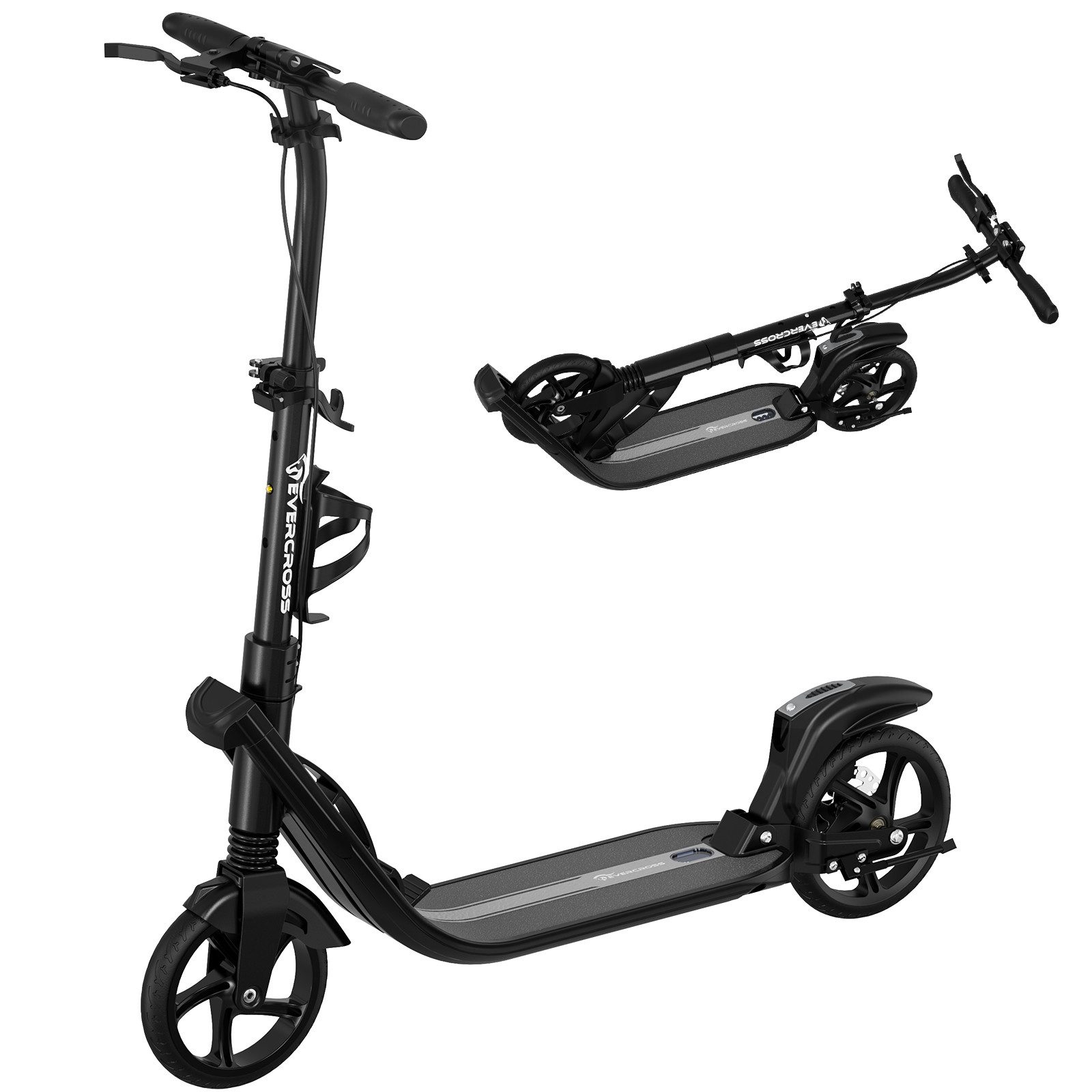 EVERCROSS TECH Cityroller klappbar höhenverstellbar 93.5–102 cm, ab 6 Jahre, 100 kg, Nettogewicht 6,4 kg, Flaschenhalter, ideal für Schule