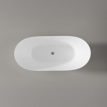 Bernstein Badewanne SIENA, (modernes Design / Acrylwanne / Sanitäracryl / mit Siphon), freistehende Wanne / Weiß Glänzend / 170 cm x 80 cm/ Acryl / Oval