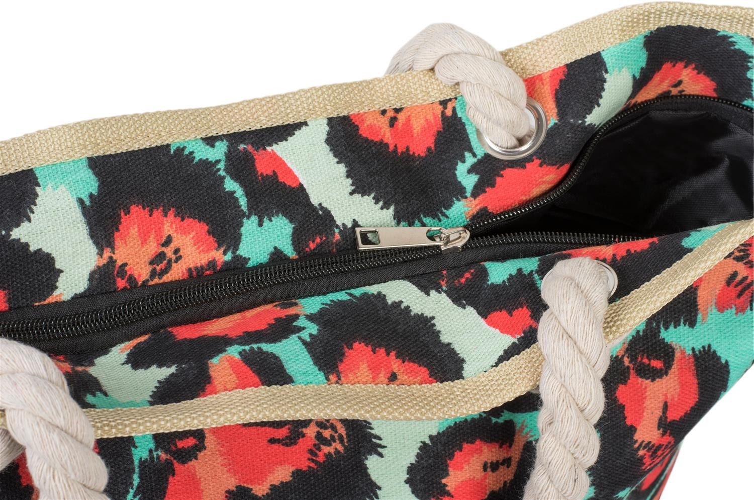 styleBREAKER Strandtasche Strandtasche mit buntem Leoparden Muster (1-tlg)
